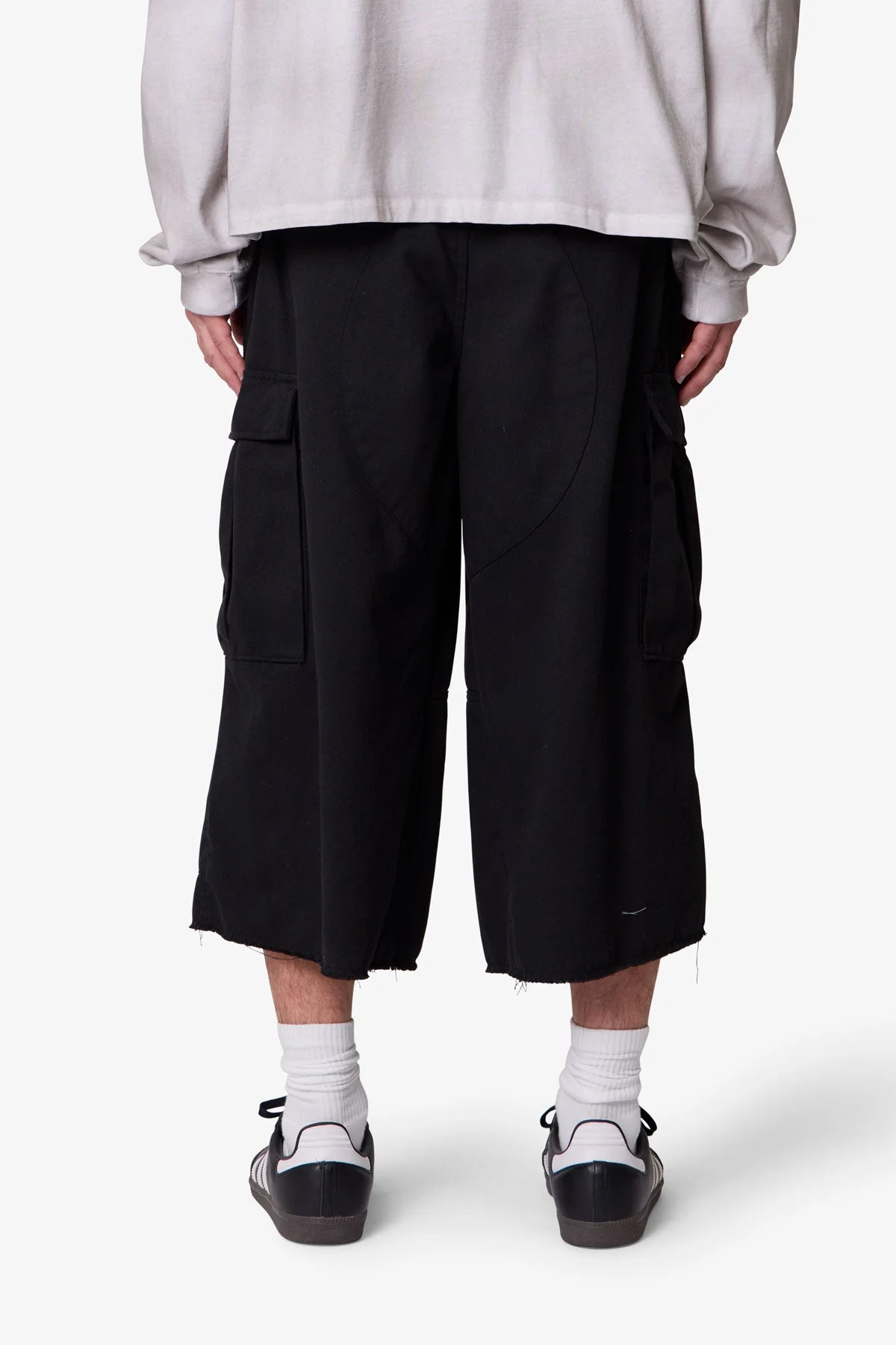 Extra Long Cargo Shorts - Black - Image 5
