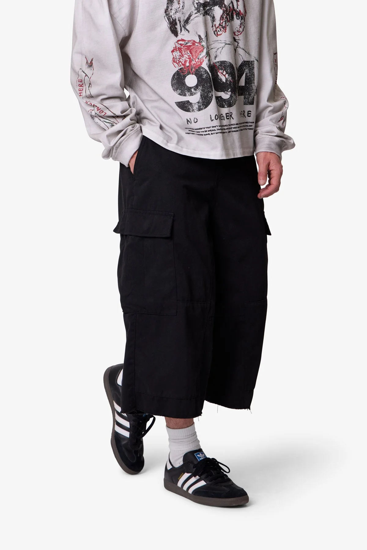 Extra Long Cargo Shorts - Black - Image 6