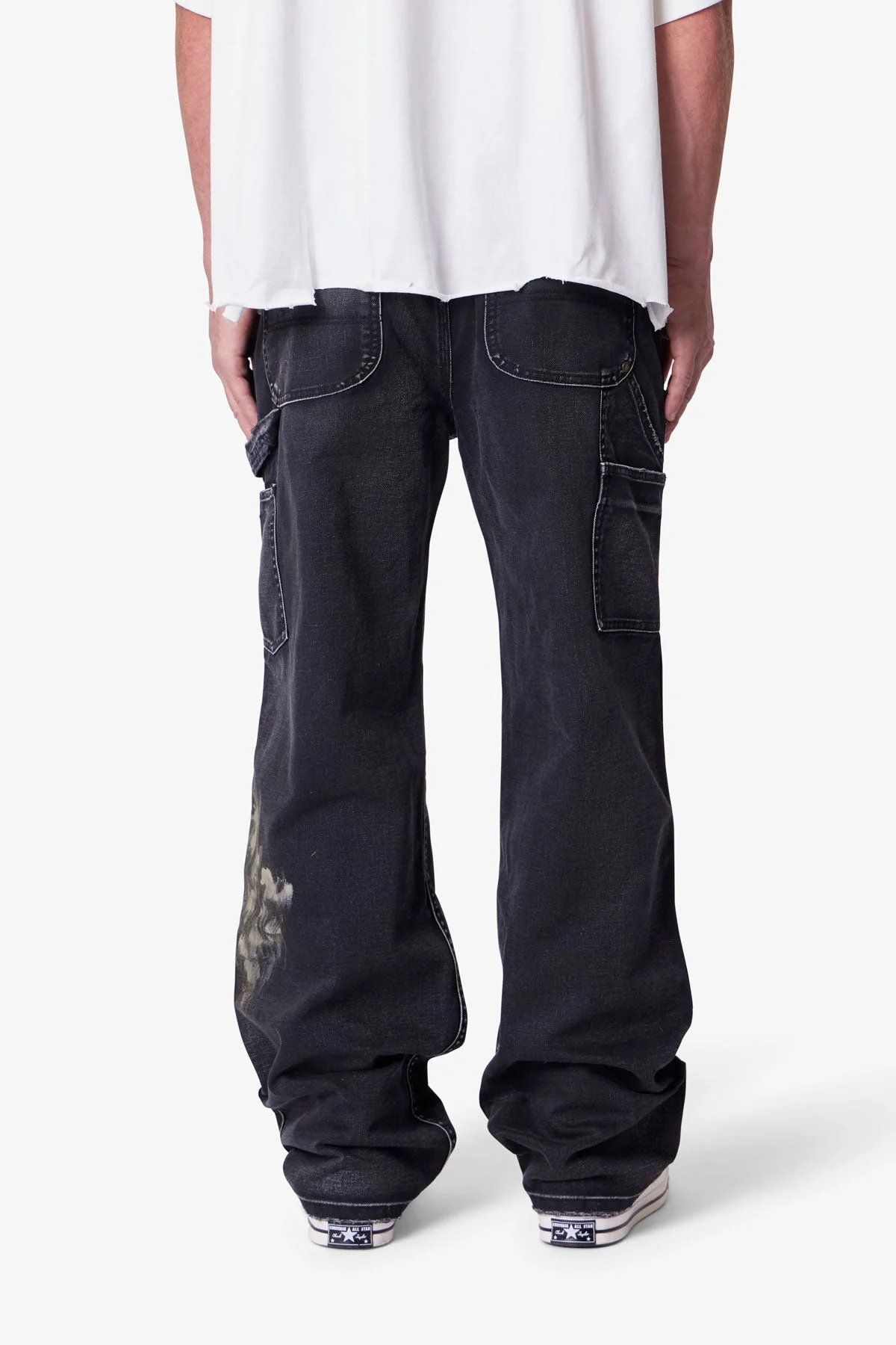 Faded Distressed Carpenter Pants - Black - Image 5