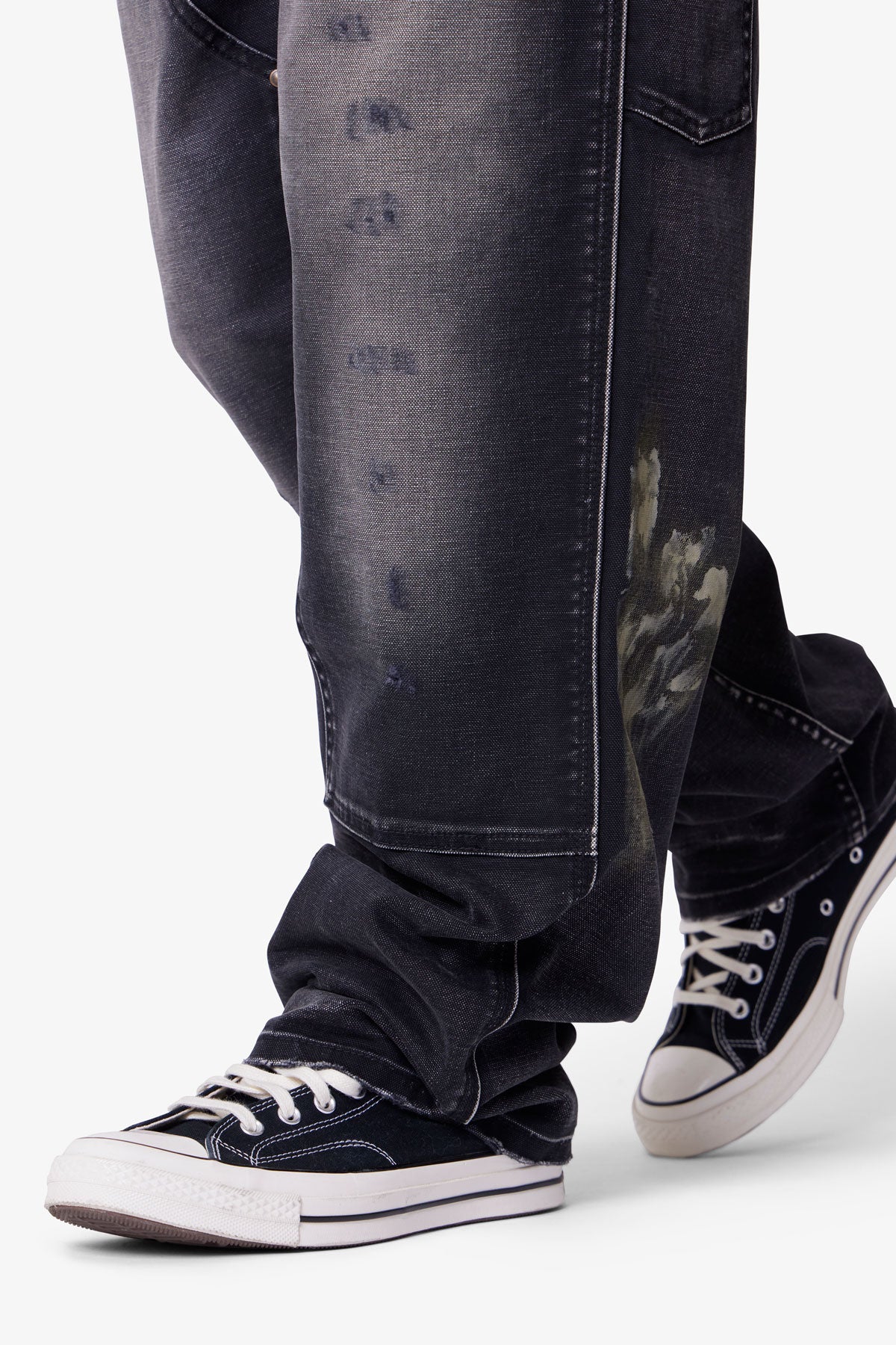 Faded Distressed Carpenter Pants - Black - Image 8