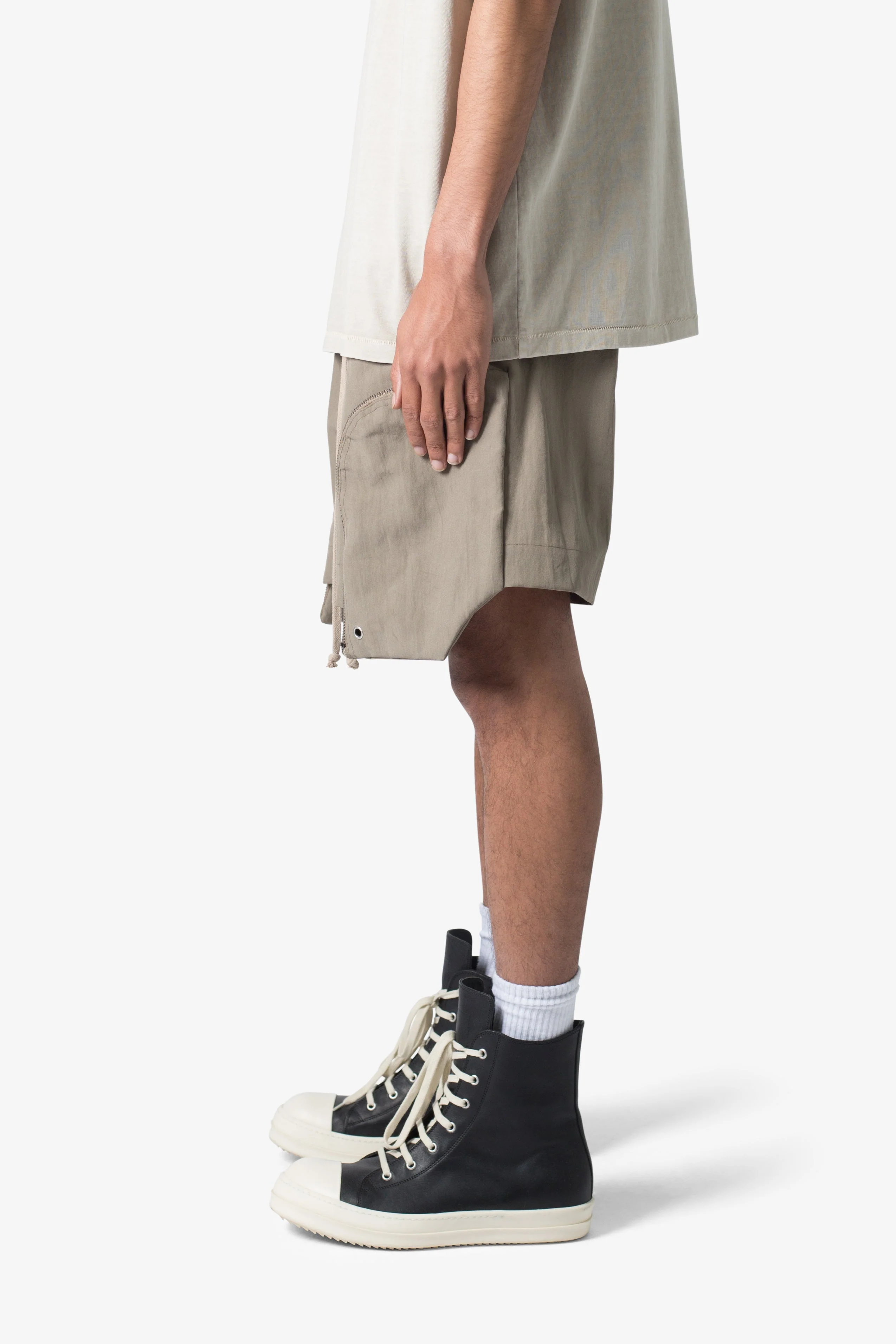 Front Pocket Geo Shorts - Olive - Image 4