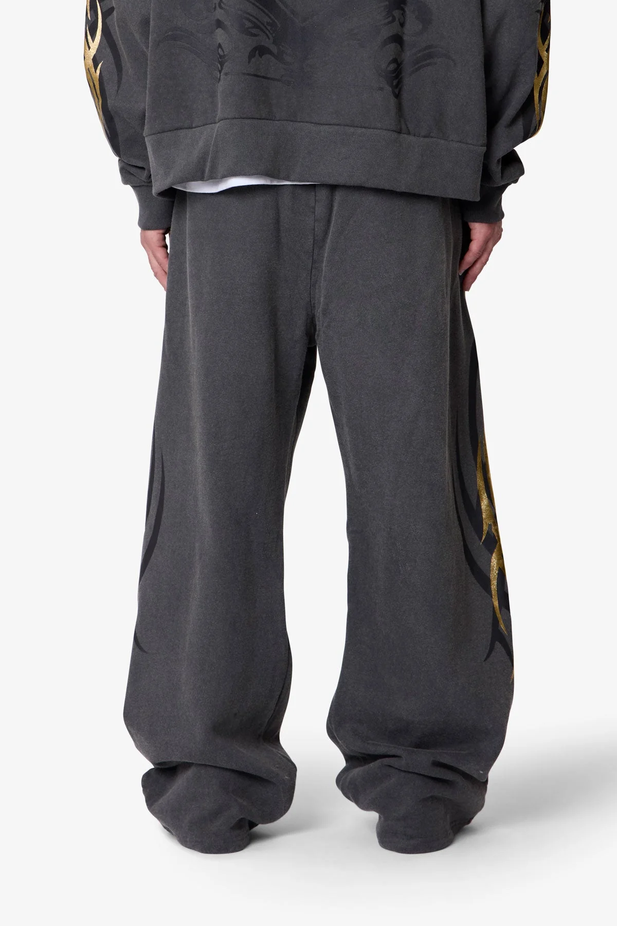 Gold Foil Tribal Sweatpants - Washed Black - Image 5