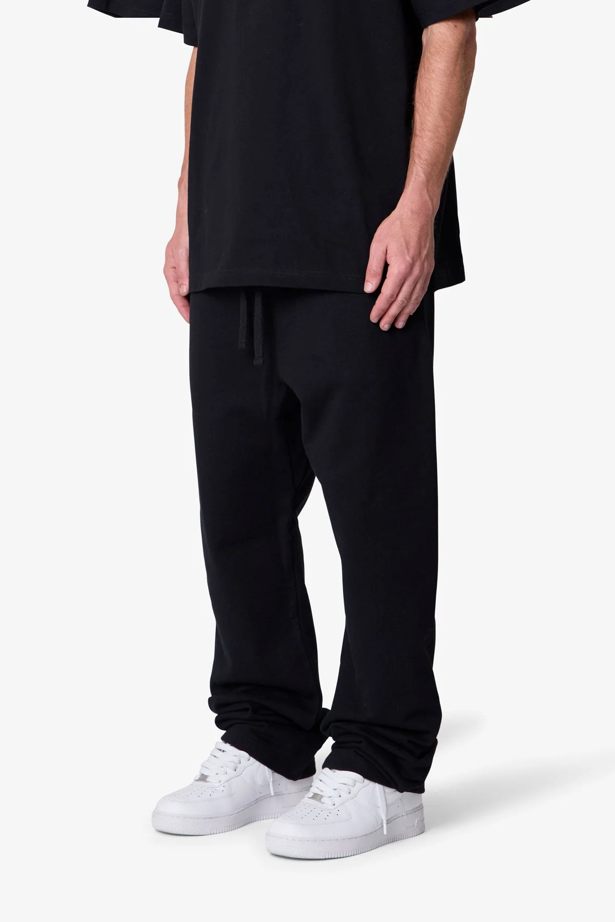 Heavy Basic Relaxed Sweatpants - Black - Image 3