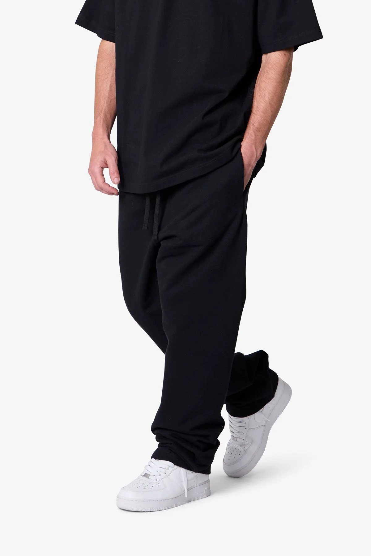 Heavy Basic Relaxed Sweatpants - Black - Image 6