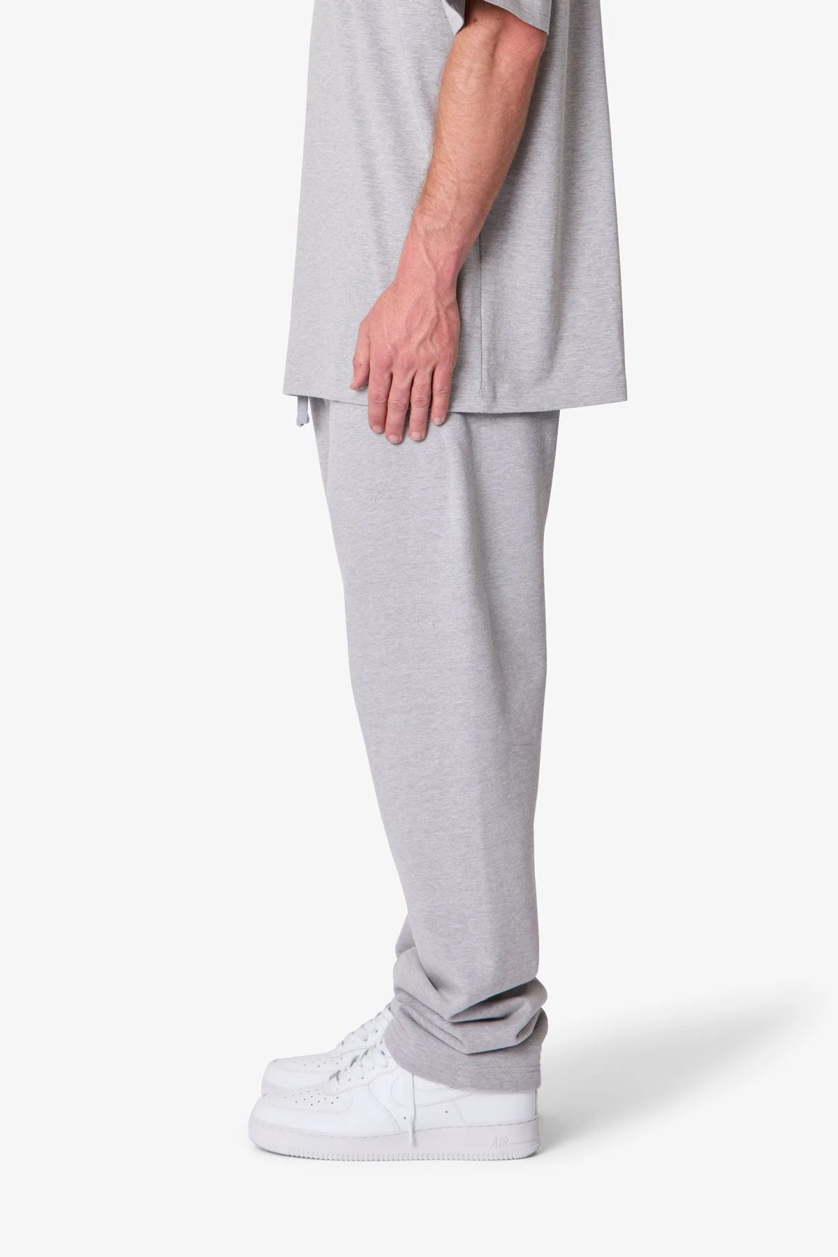 Heavy Basic Relaxed Sweatpants - Marled Grey - Image 4