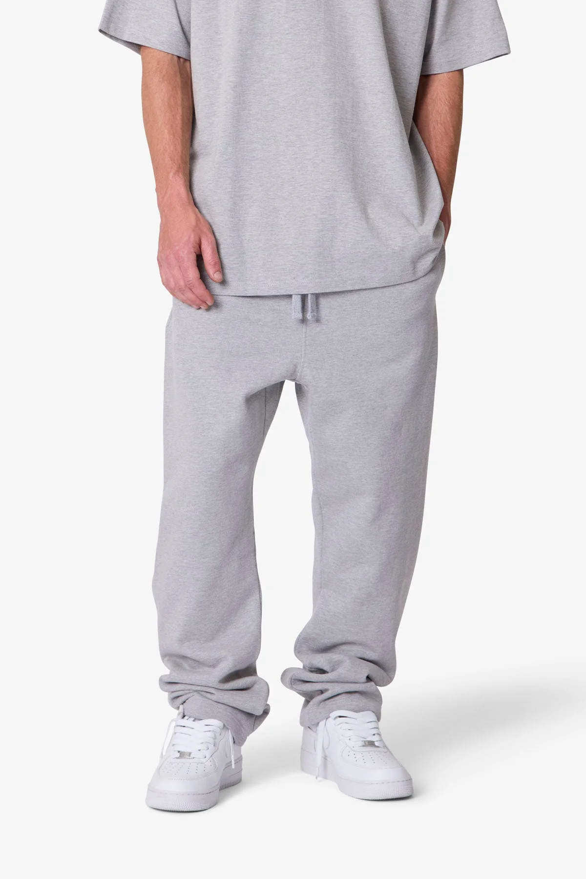 Heavy Basic Relaxed Sweatpants - Marled Grey - Image 6