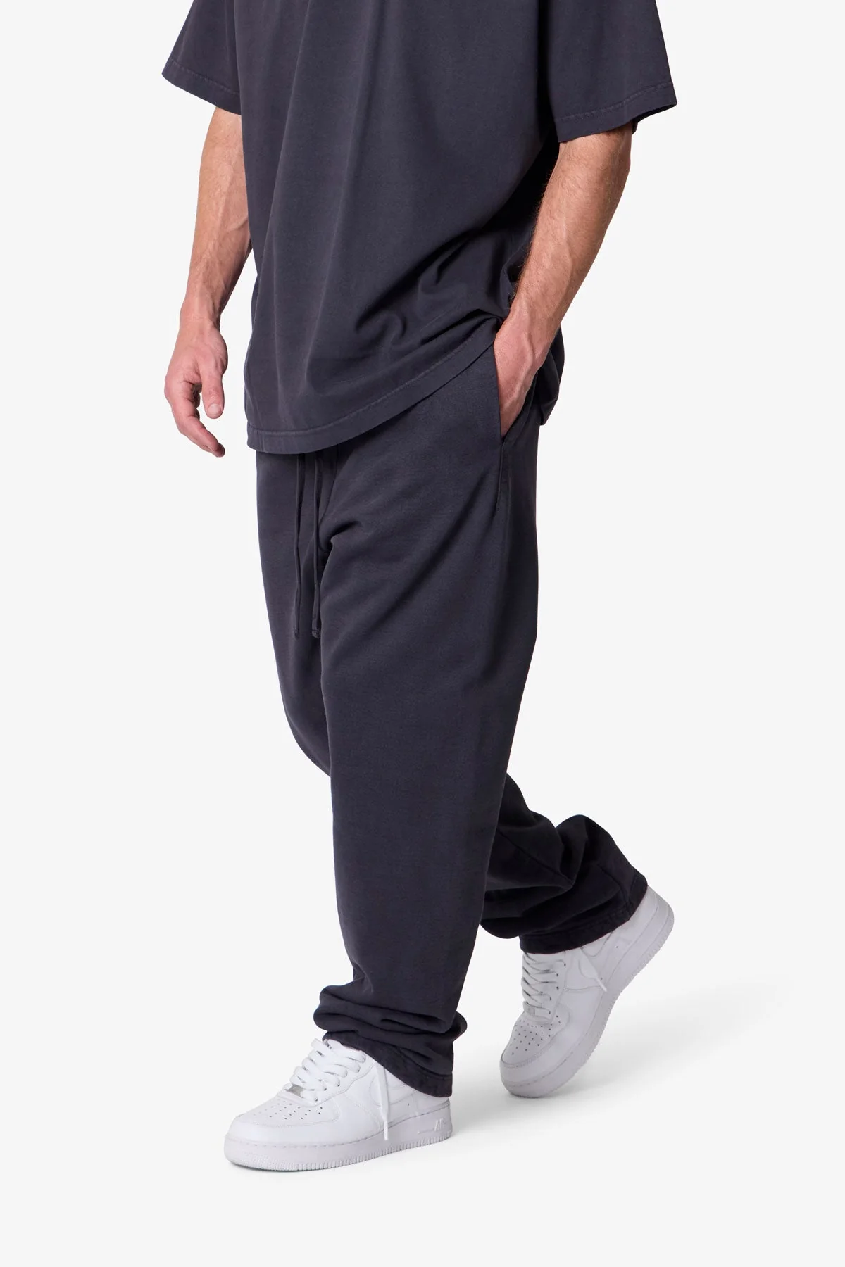Heavy Basic Relaxed Sweatpants - Washed Black - Image 6