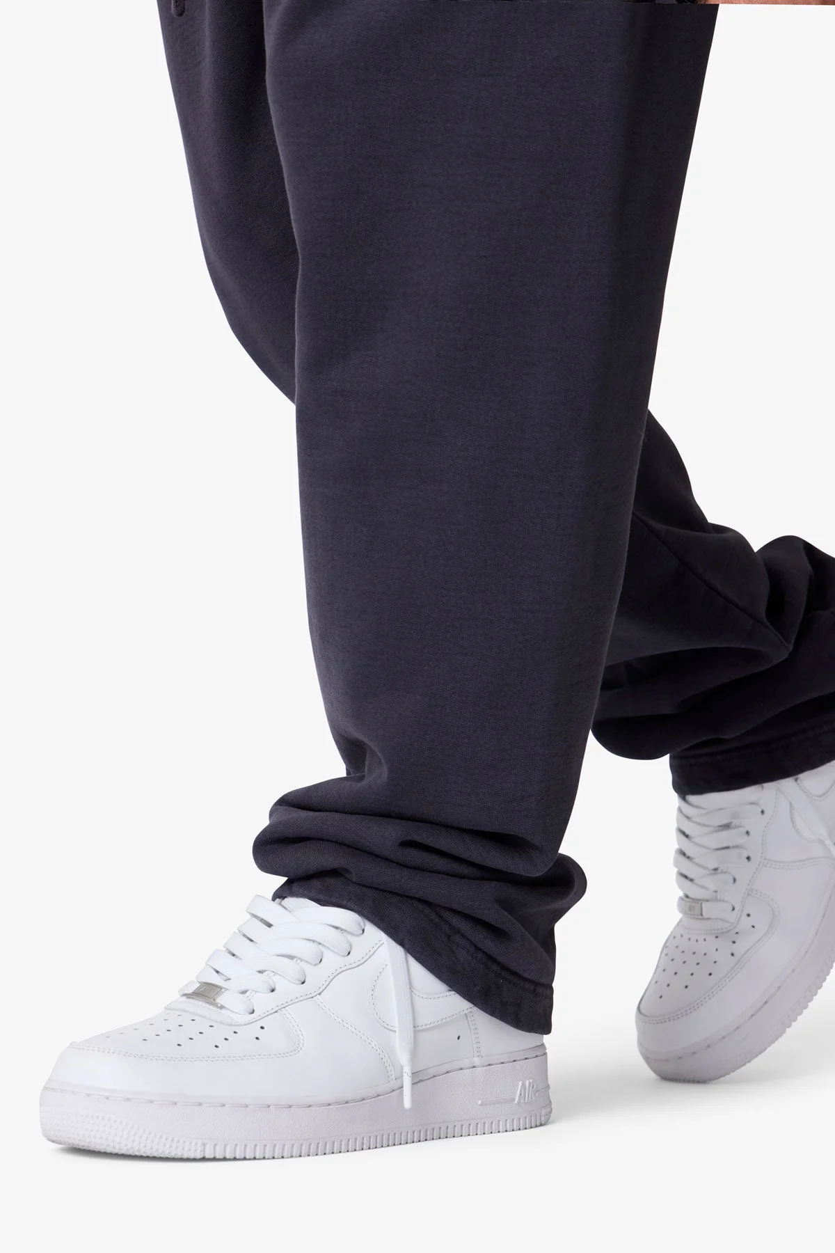 Heavy Basic Relaxed Sweatpants - Washed Black - Image 7