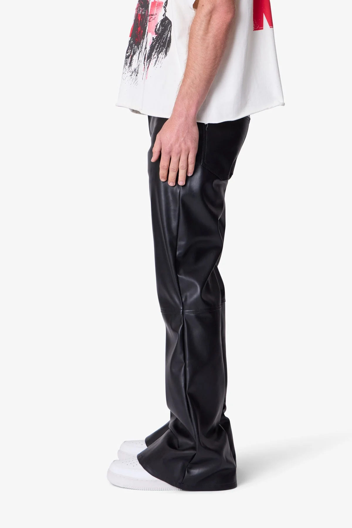Leather Flare Pants - Black - Image 4