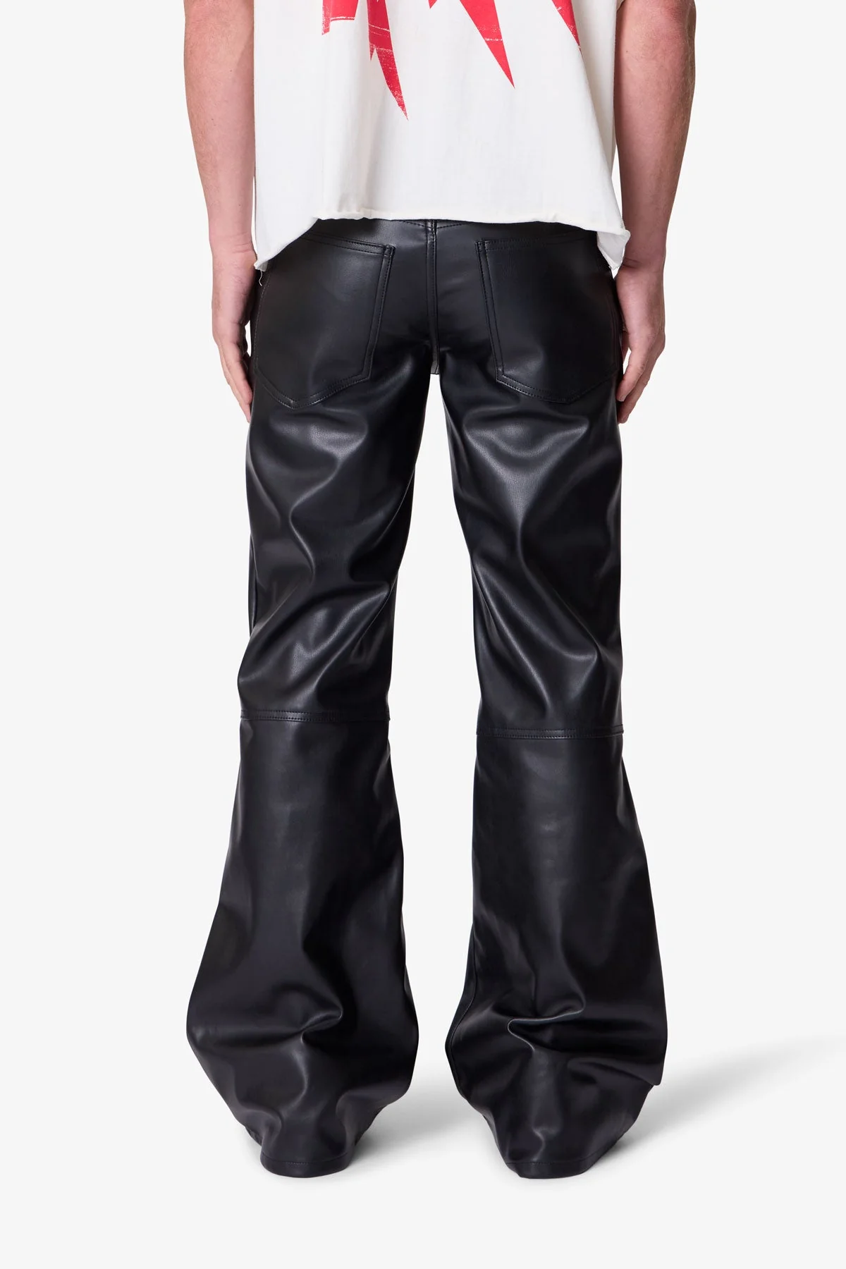Leather Flare Pants - Black - Image 5