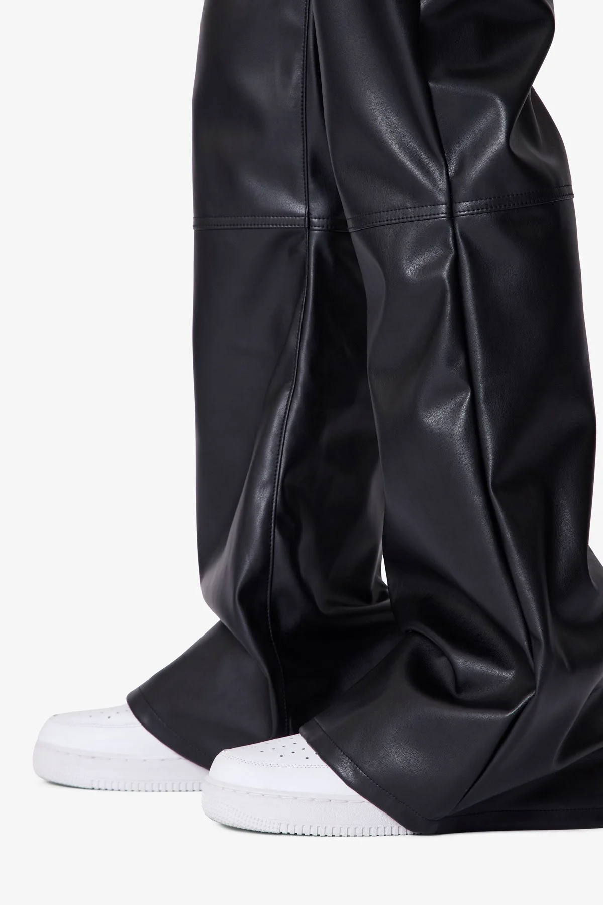 Leather Flare Pants - Black - Image 7