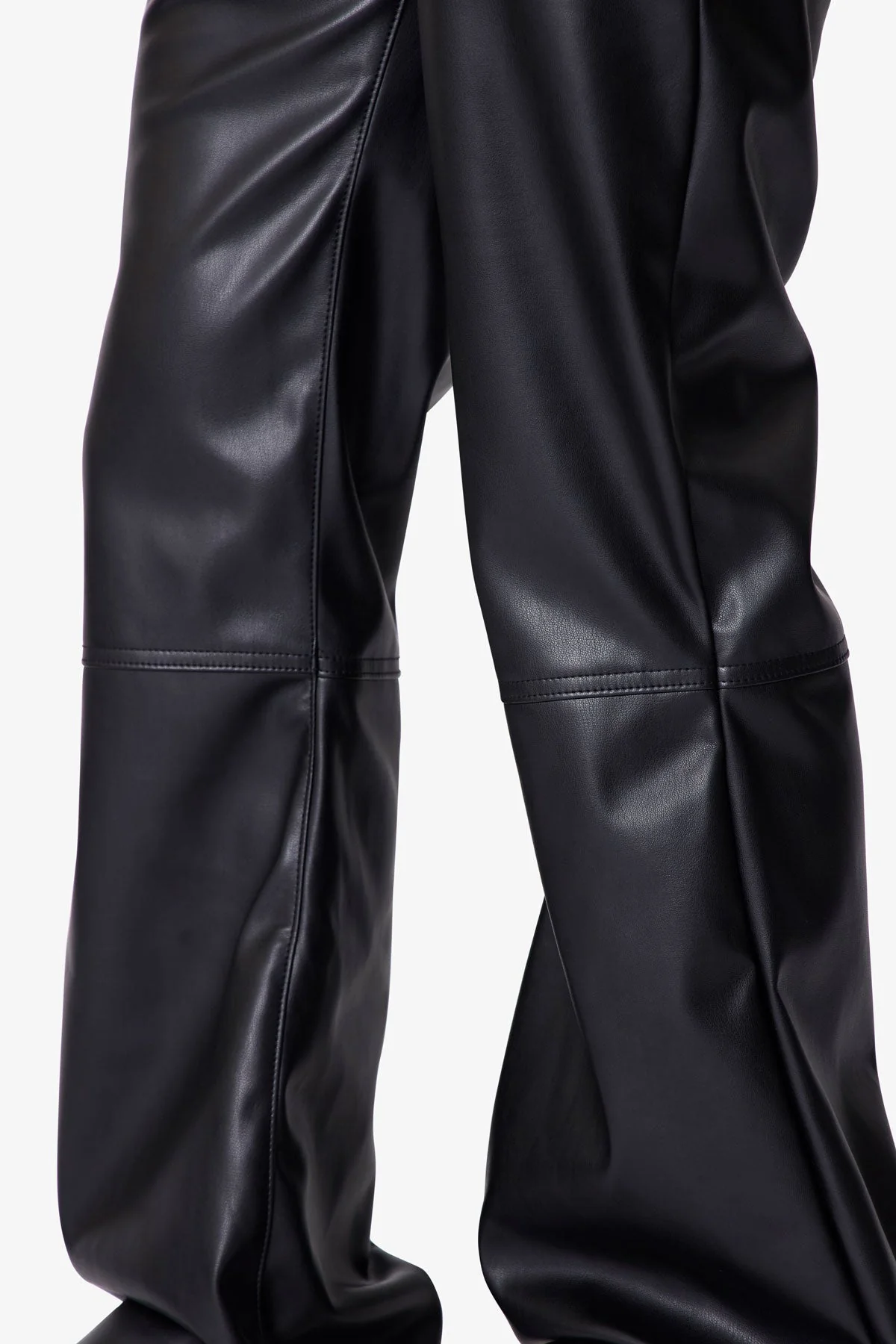 Leather Flare Pants - Black - Image 8