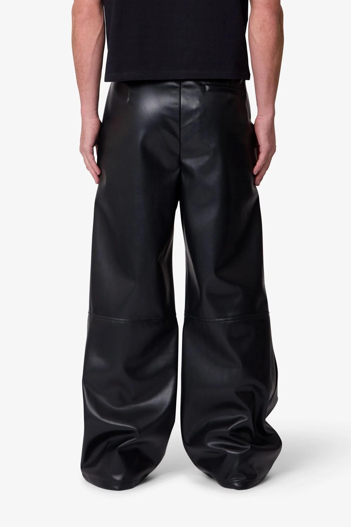 Leather Pleated Trouser - Black - Image 5