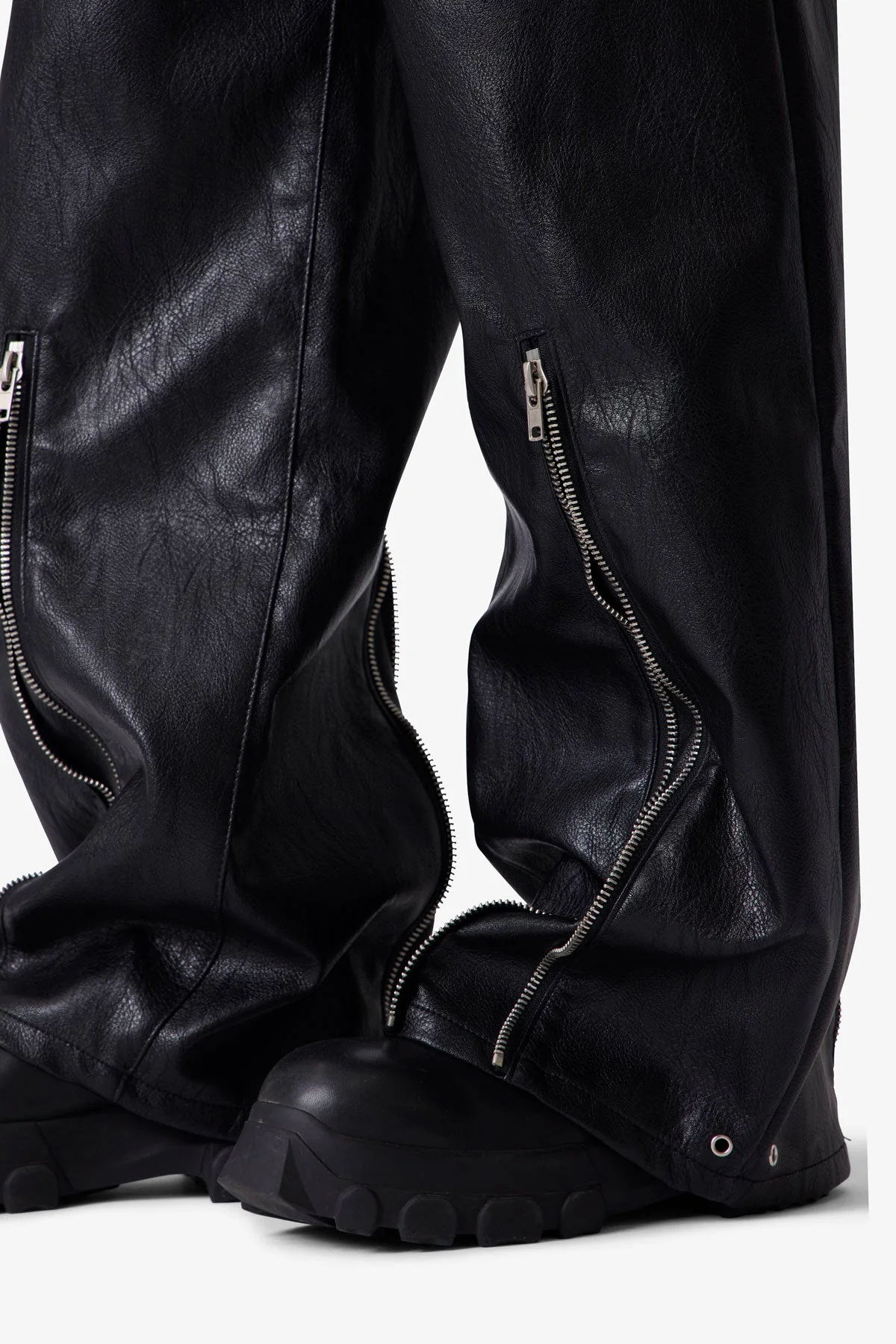 Leather Rave Zip Pants - Black - Image 7