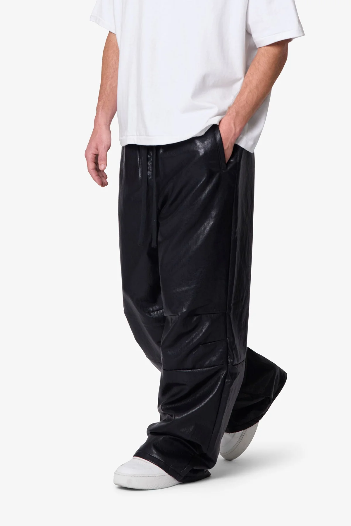 Leather Ultra Baggy Sweatpants - Black - Image 6