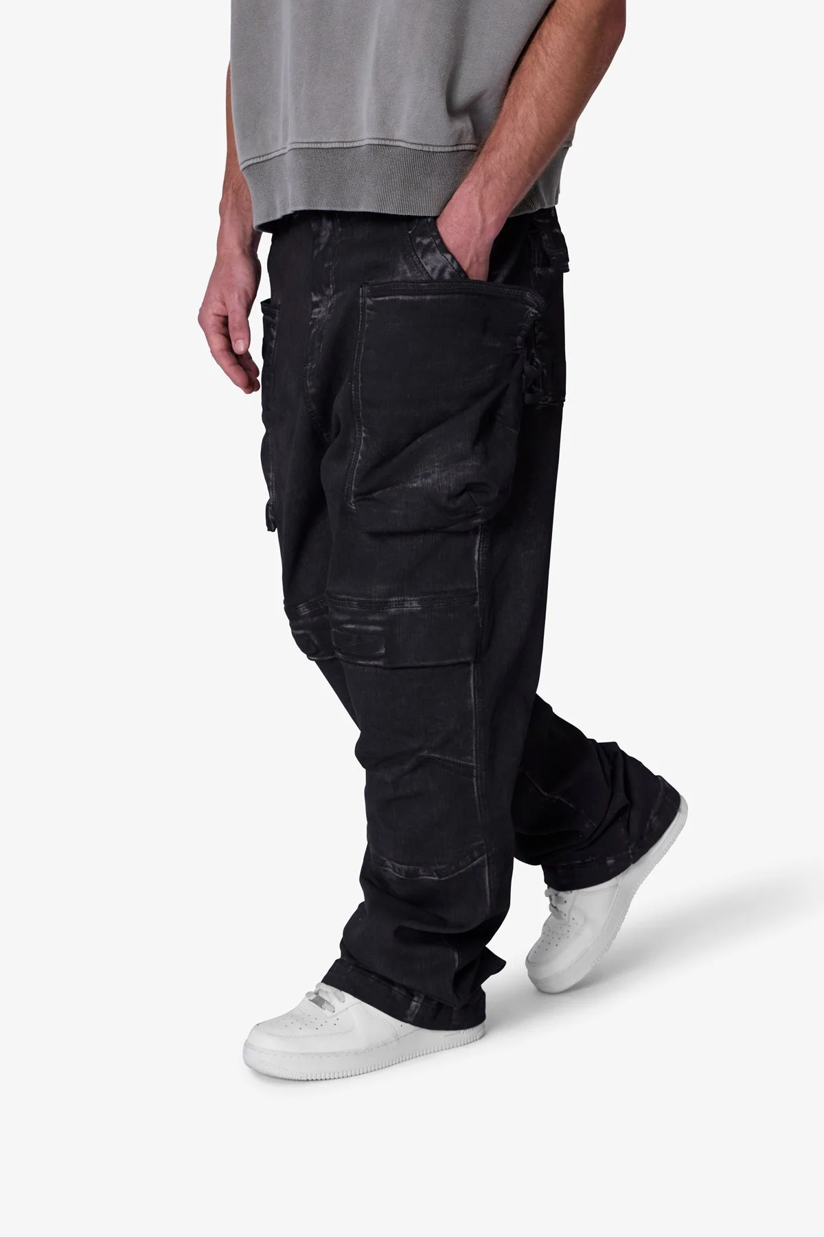 Oil Stretch Cargo Pants - Brown - Image 7
