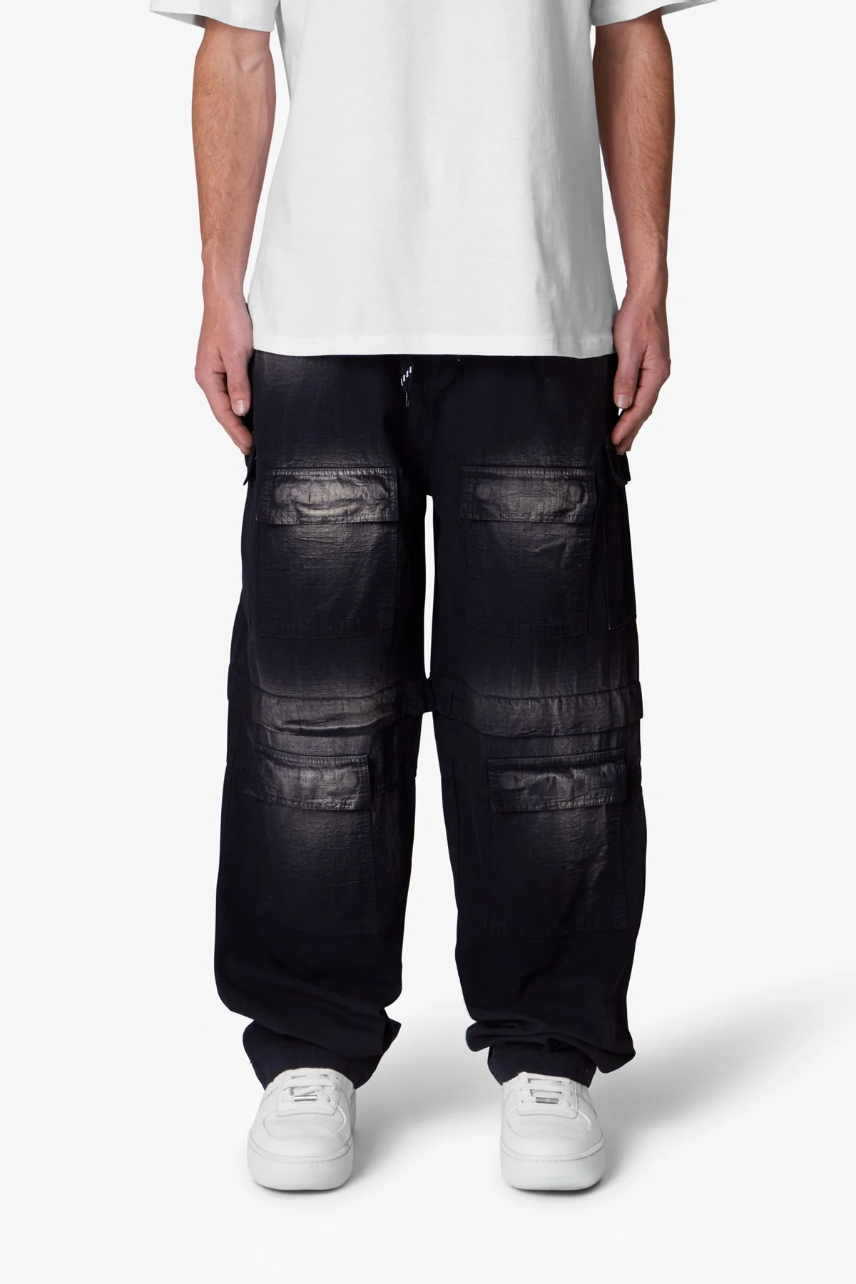 Oversized Cargo Pants - Washed Black - Image 2