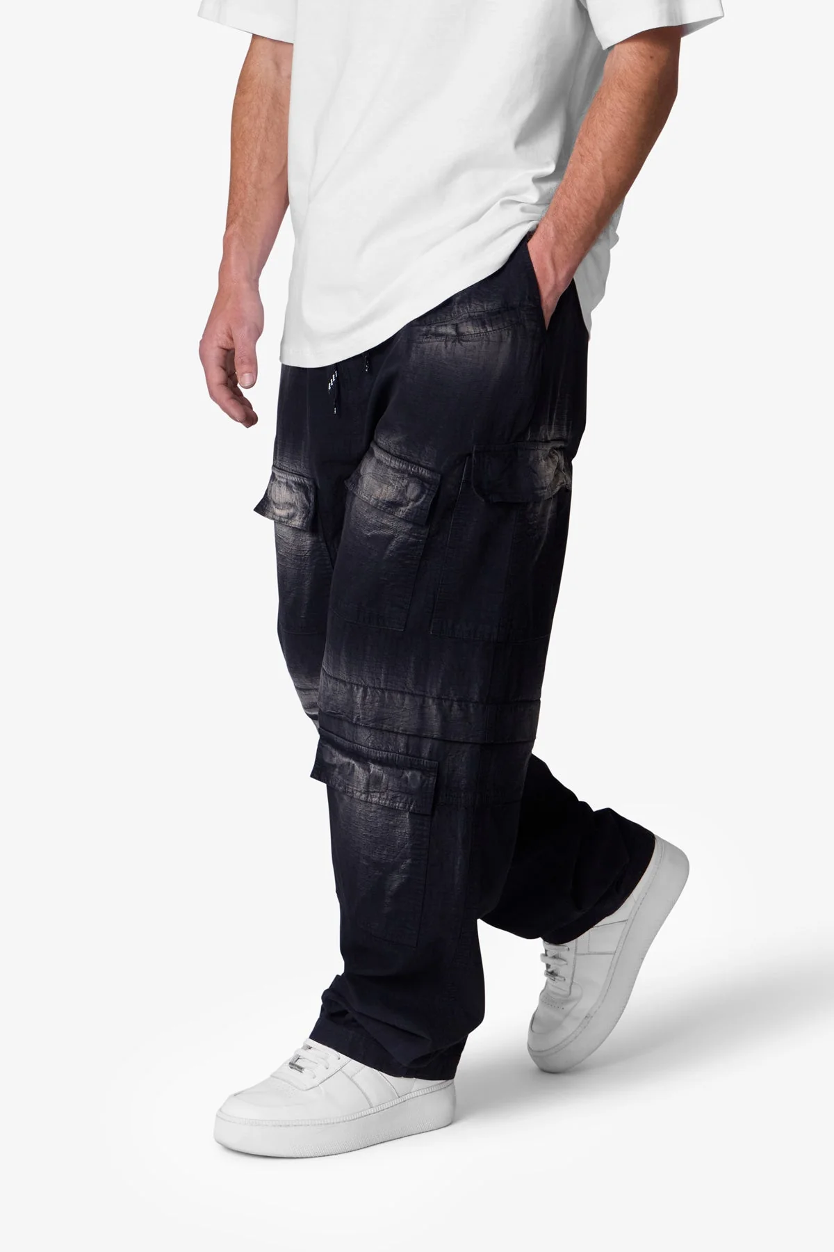 Oversized Cargo Pants - Washed Black - Image 7