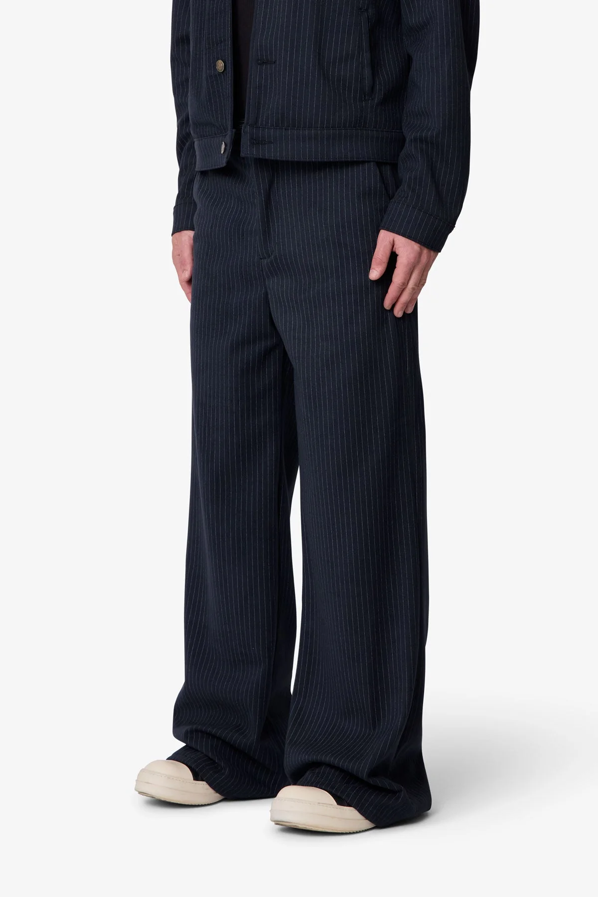 Pinstripe Bootcut Trouser - Black/White - Image 3