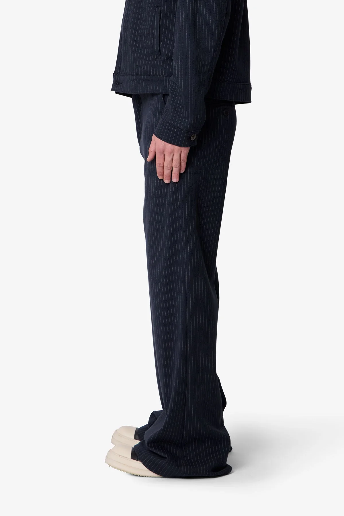 Pinstripe Bootcut Trouser - Black/White - Image 4