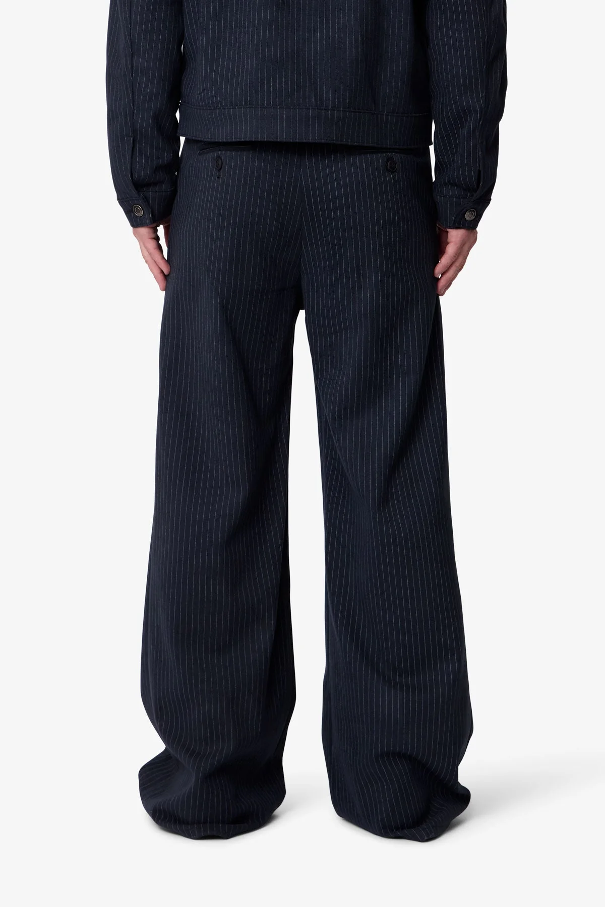 Pinstripe Bootcut Trouser - Black/White - Image 5