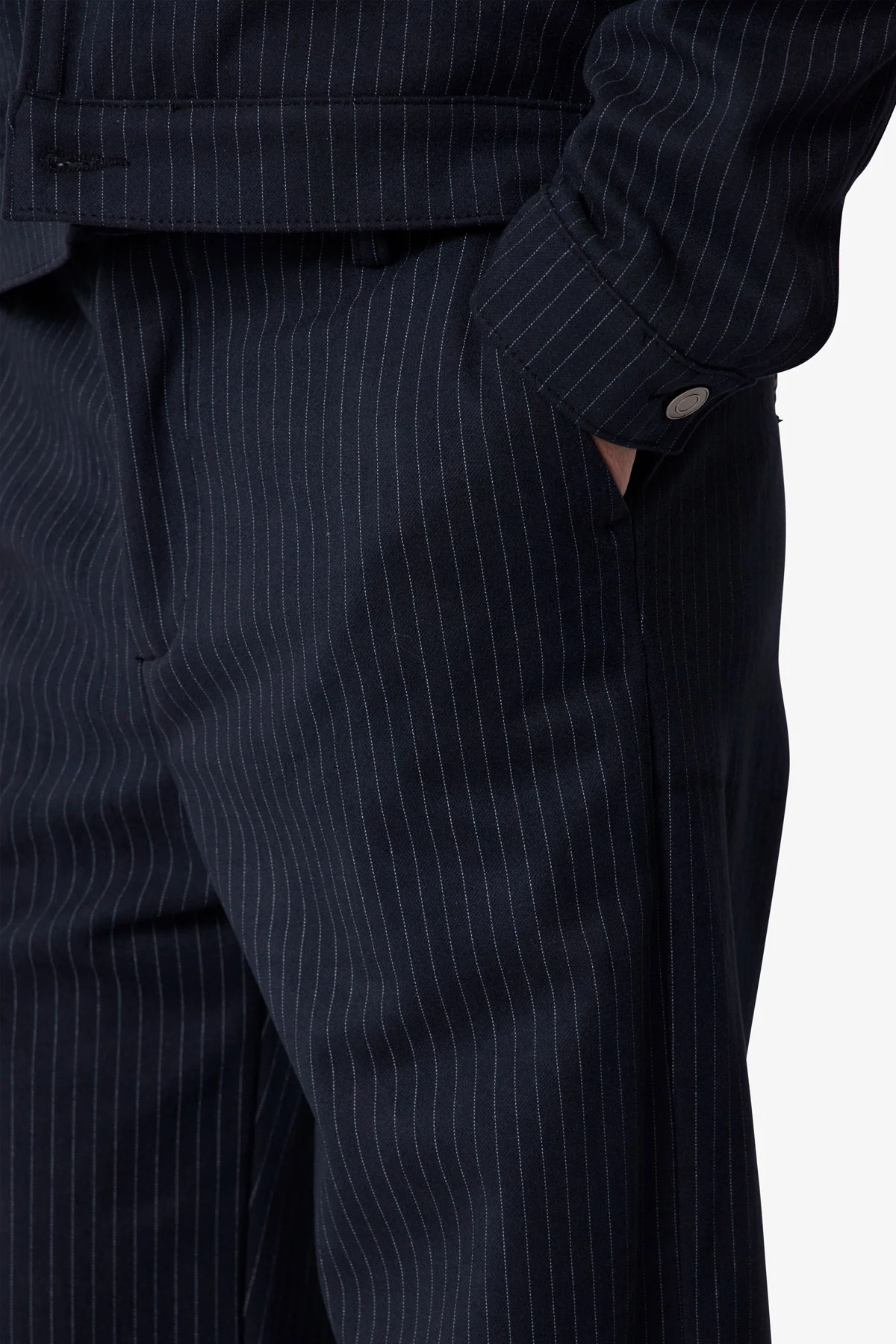 Pinstripe Bootcut Trouser - Black/White - Image 7