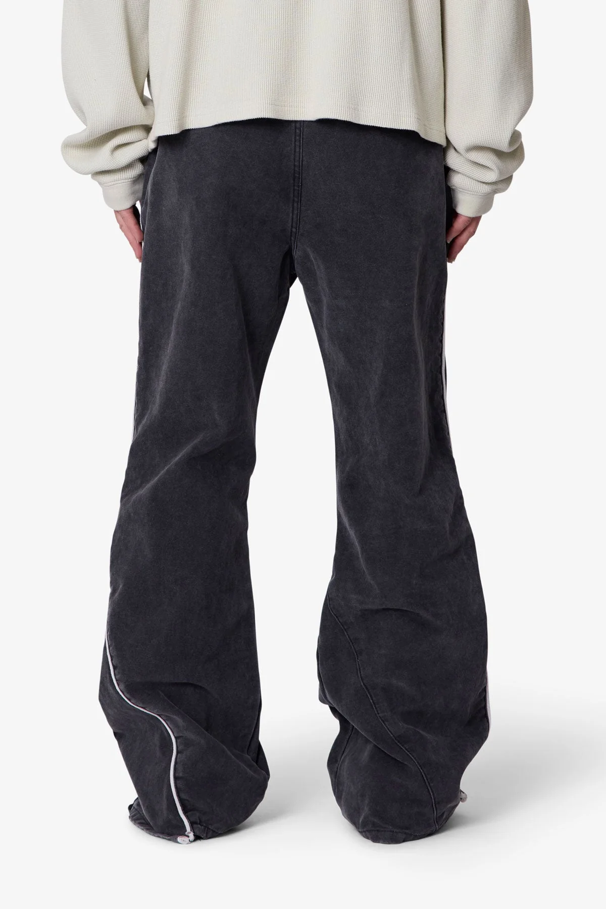 Piped Kick Flare Pants - Washed Black - Image 5