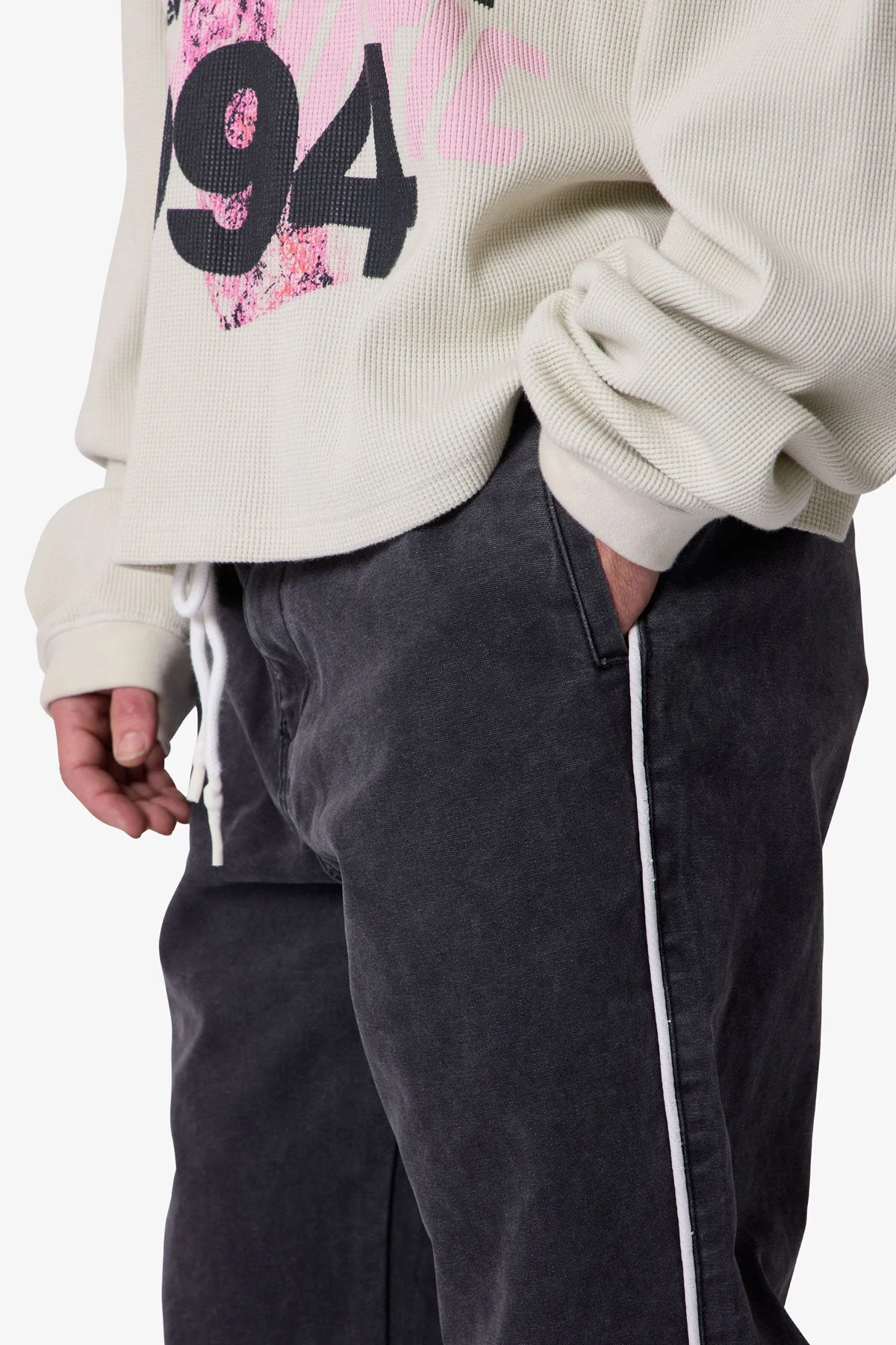 Piped Kick Flare Pants - Washed Black - Image 7