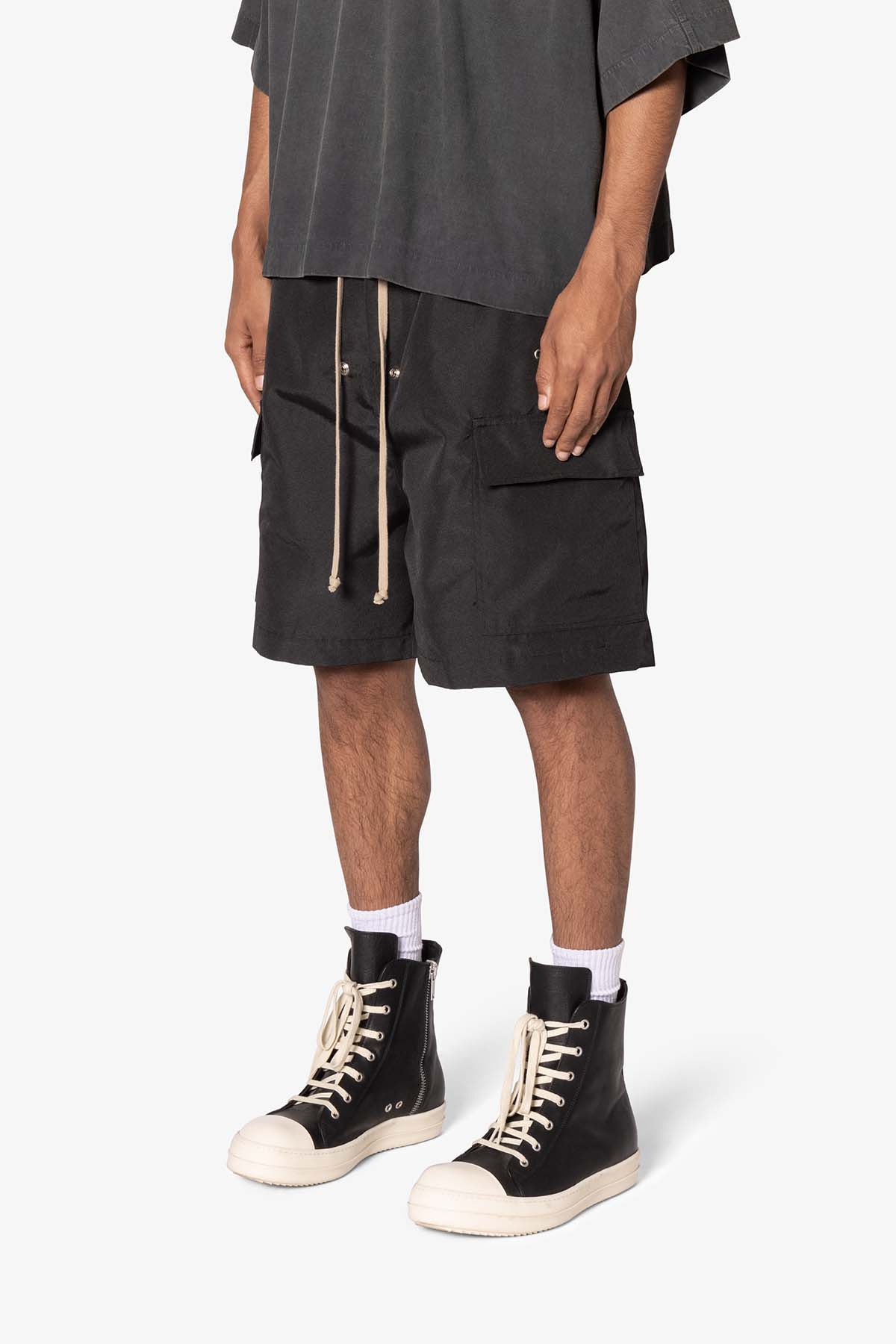 Rave Double Cargo Shorts - Black - Image 3