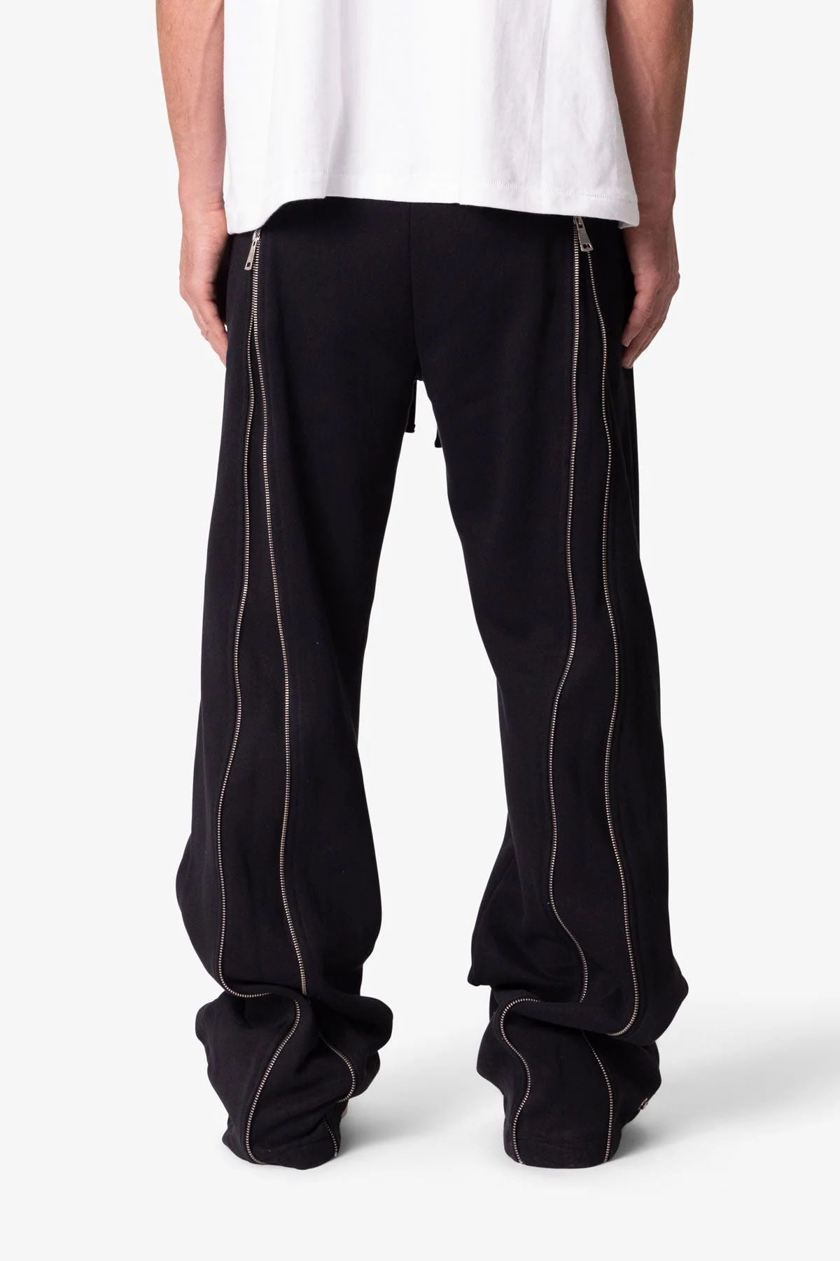 Rivet Zipper Flare Sweatpants - Black - Image 5