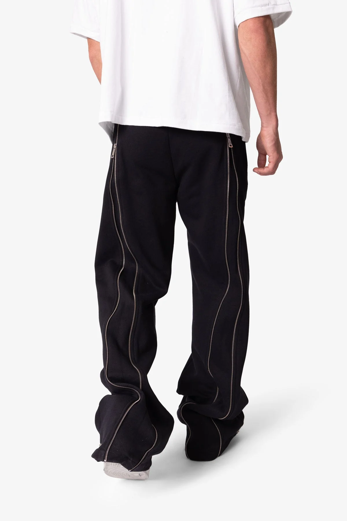 Rivet Zipper Flare Sweatpants - Black - Image 7