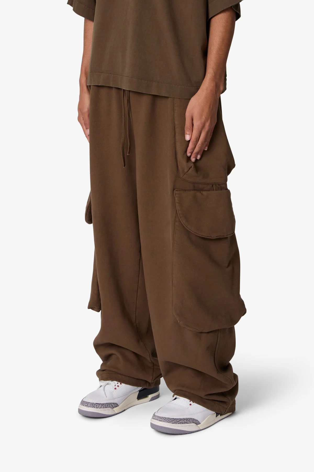 Side Cargo Pocket Sweatpants - Olive - Image 3