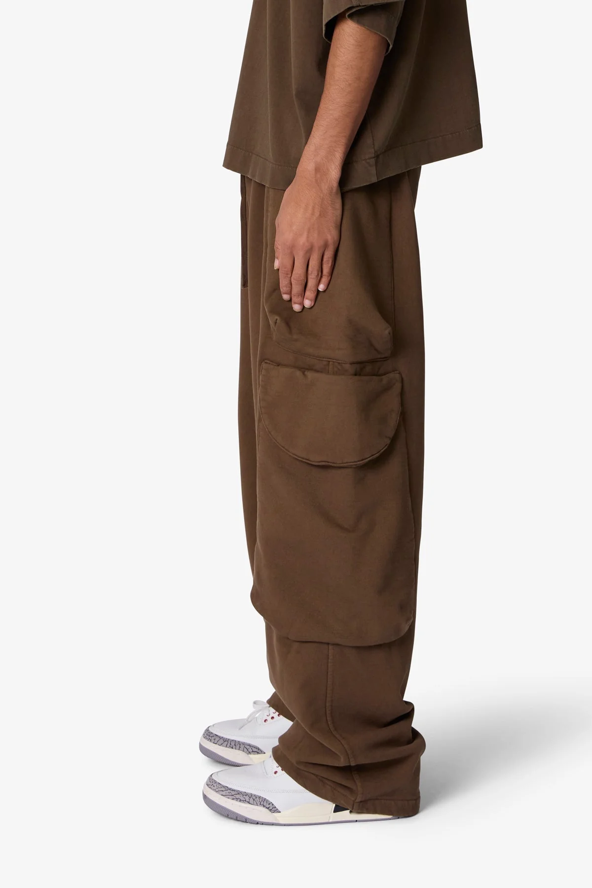 Side Cargo Pocket Sweatpants - Olive - Image 4