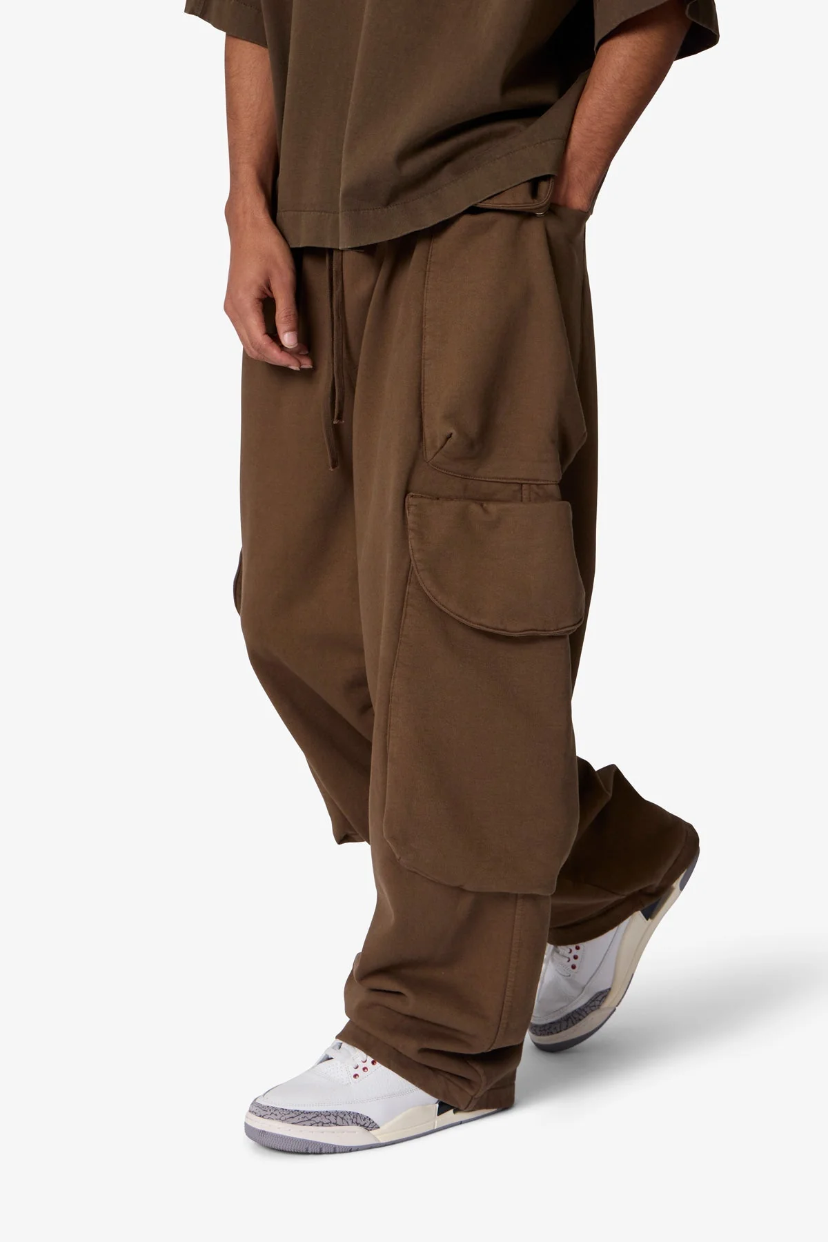 Side Cargo Pocket Sweatpants - Olive - Image 6