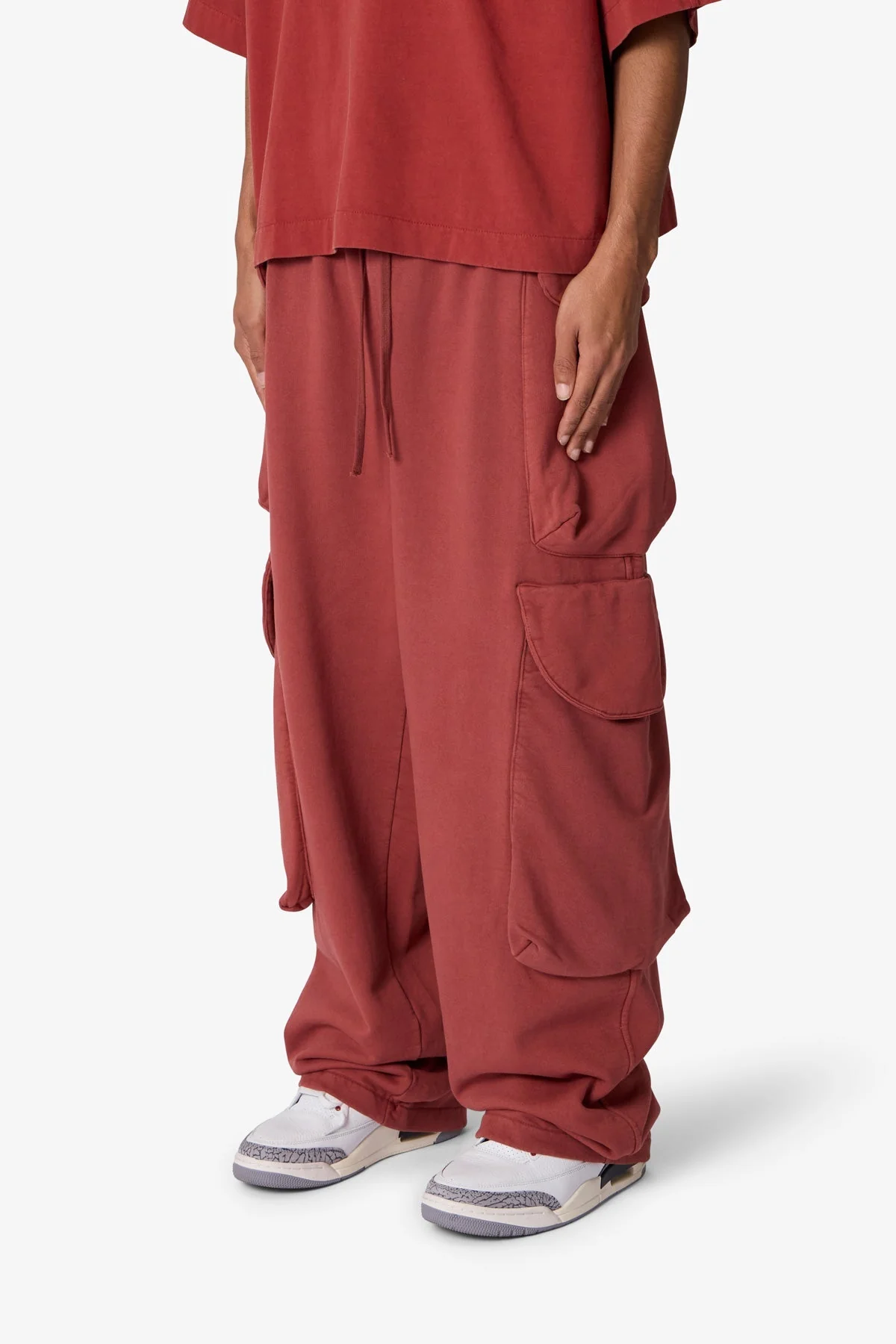 Side Cargo Pocket Sweatpants - Rust - Image 3