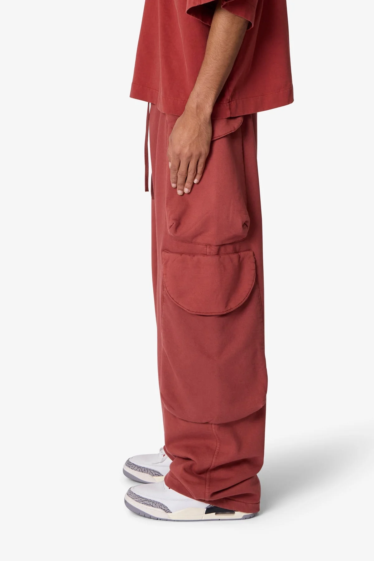 Side Cargo Pocket Sweatpants - Rust - Image 4
