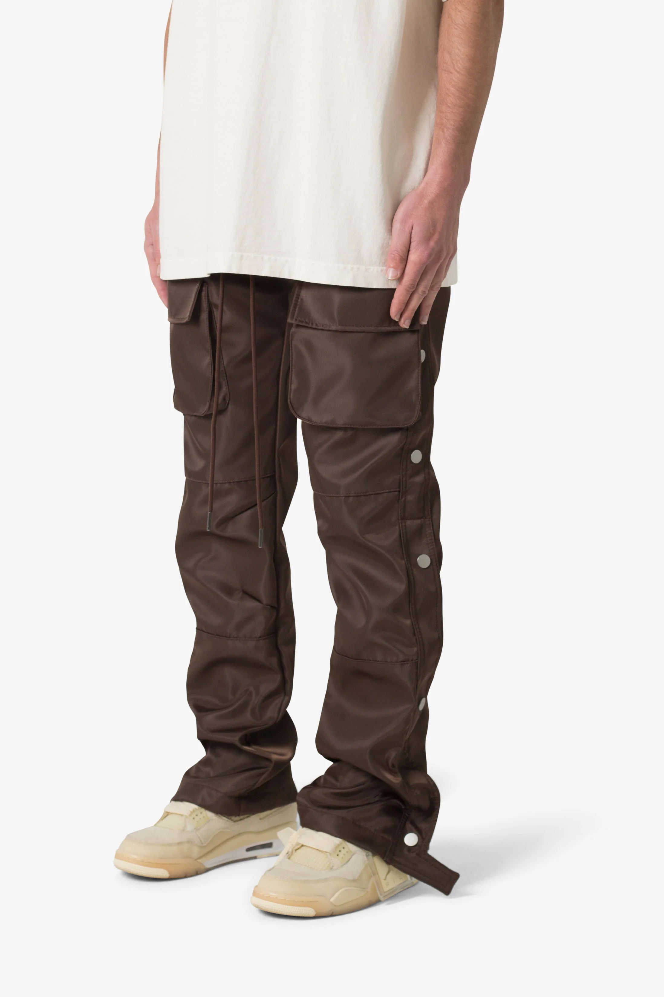 Snap Front Cargo Pants - Brown - Image 3