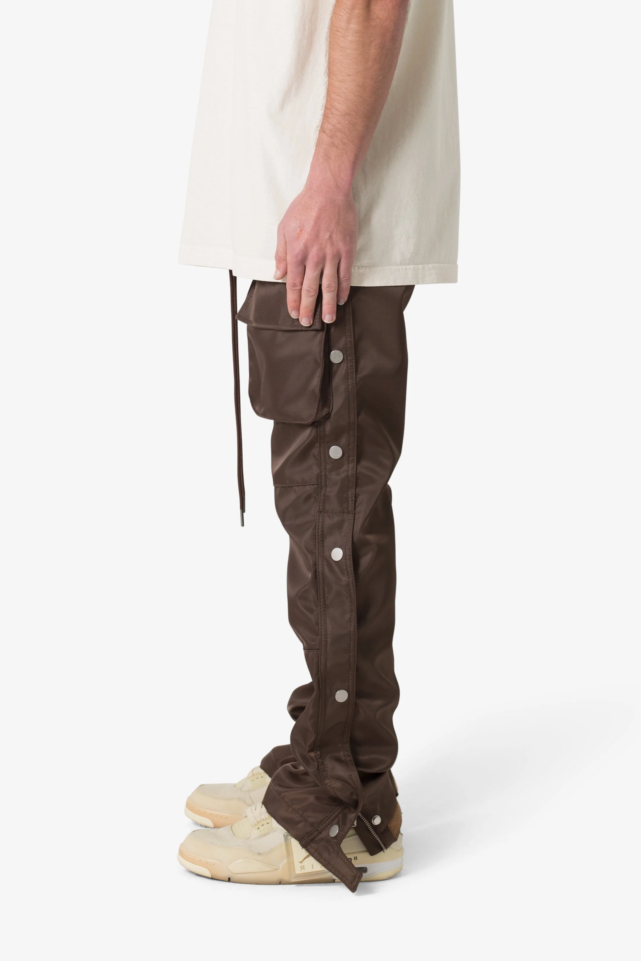 Snap Front Cargo Pants - Brown - Image 4