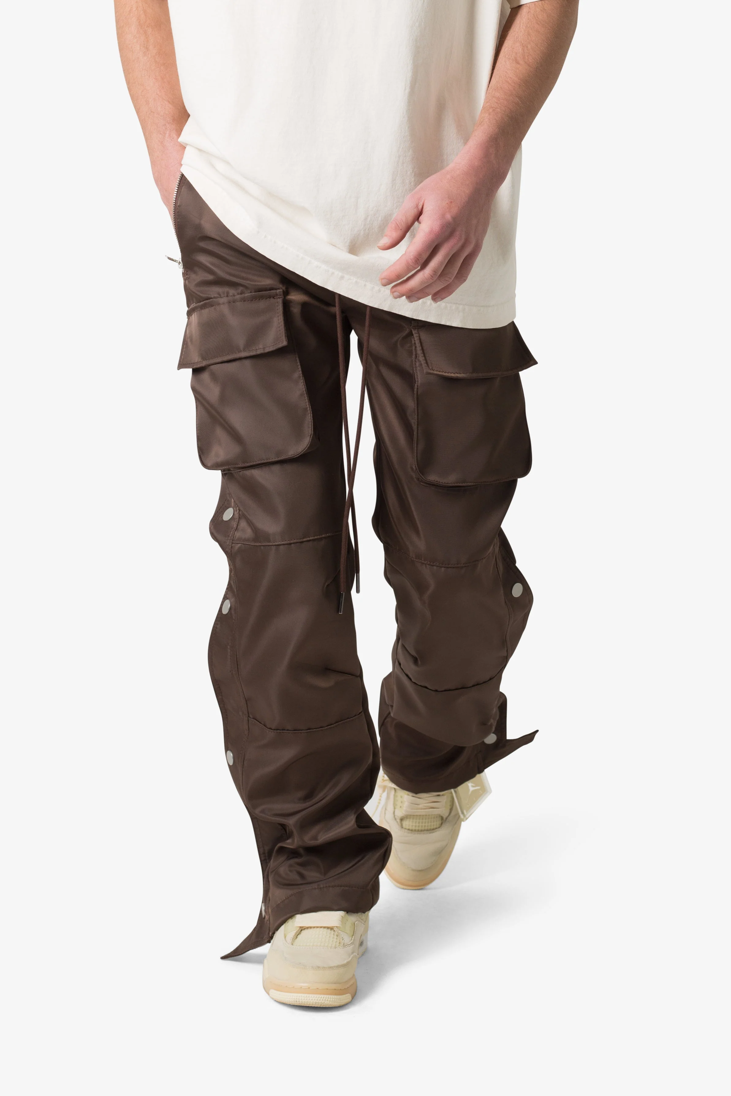 Snap Front Cargo Pants - Brown - Image 6