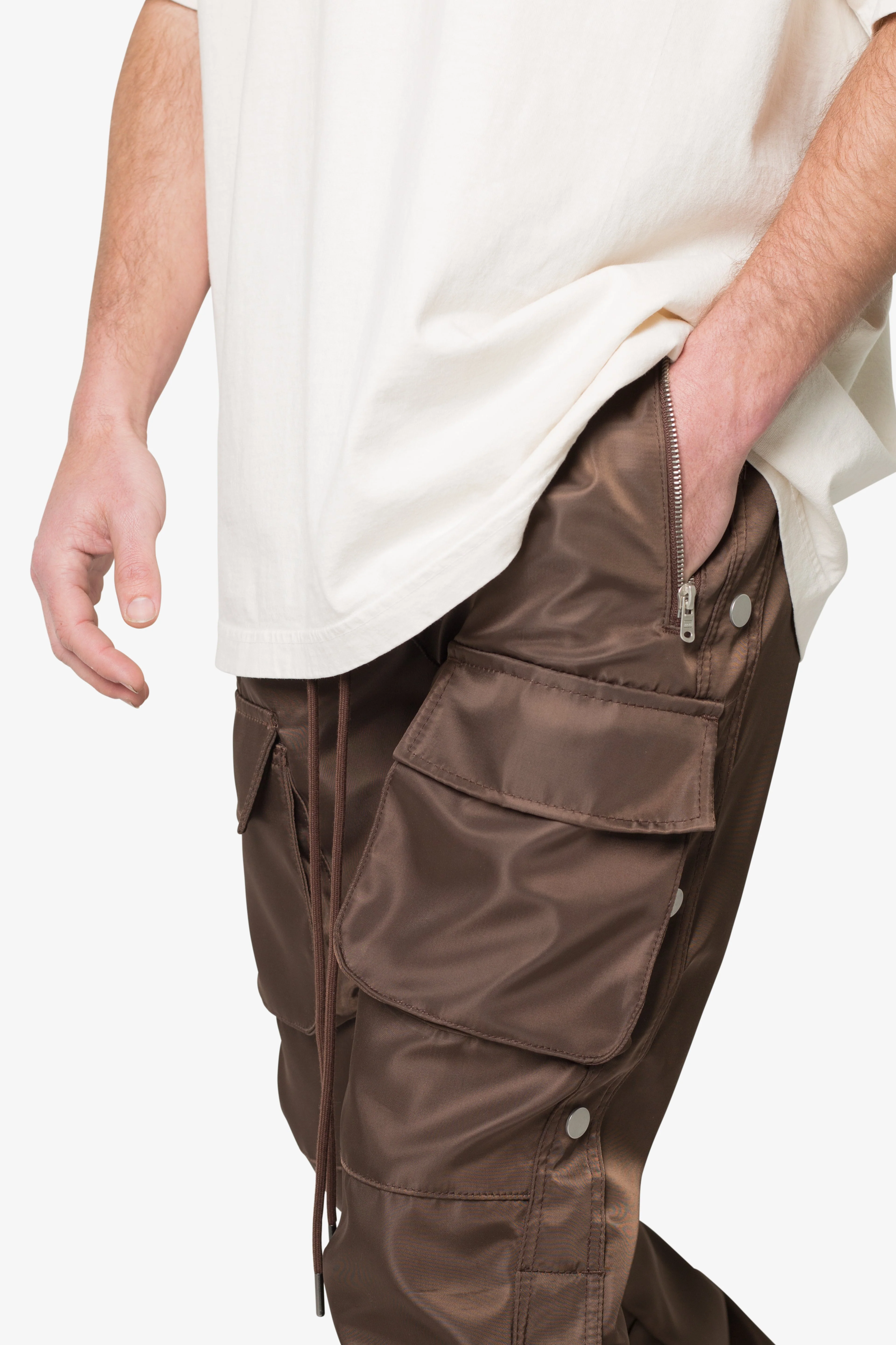 Snap Front Cargo Pants - Brown - Image 7