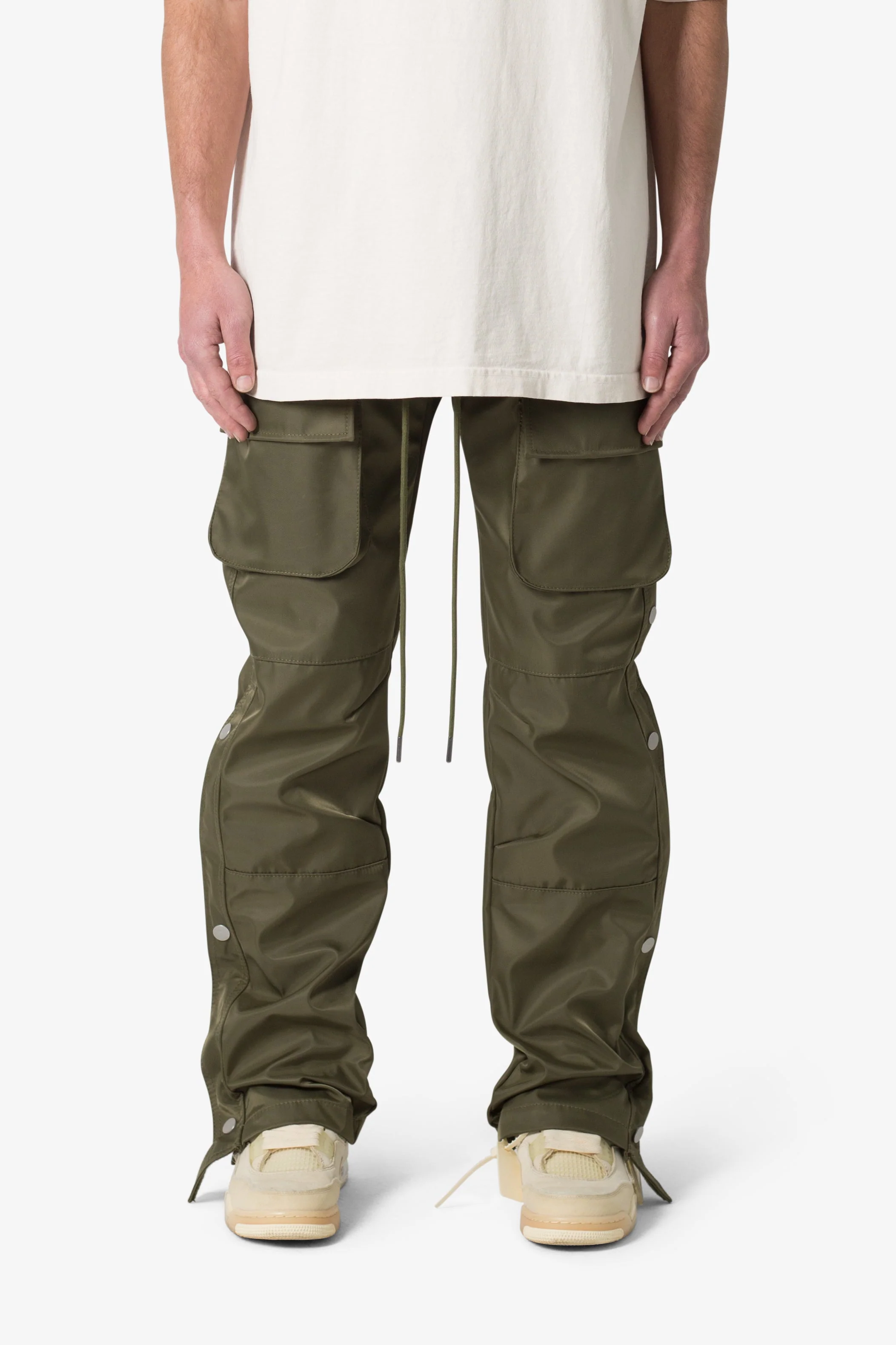 Snap Front Cargo Pants - Olive - Image 3