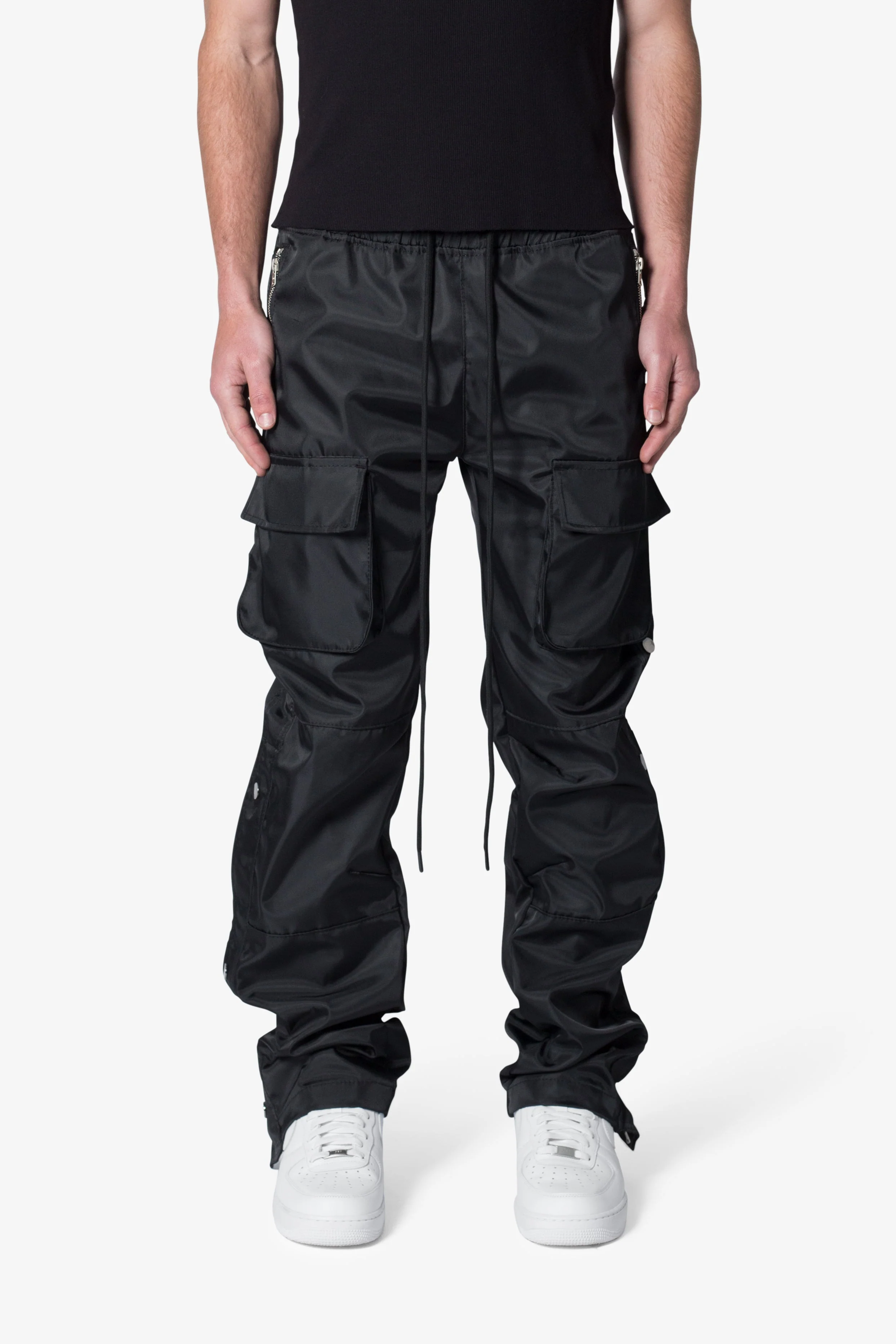 Snap Front Cargo Pants - Black - Image 4