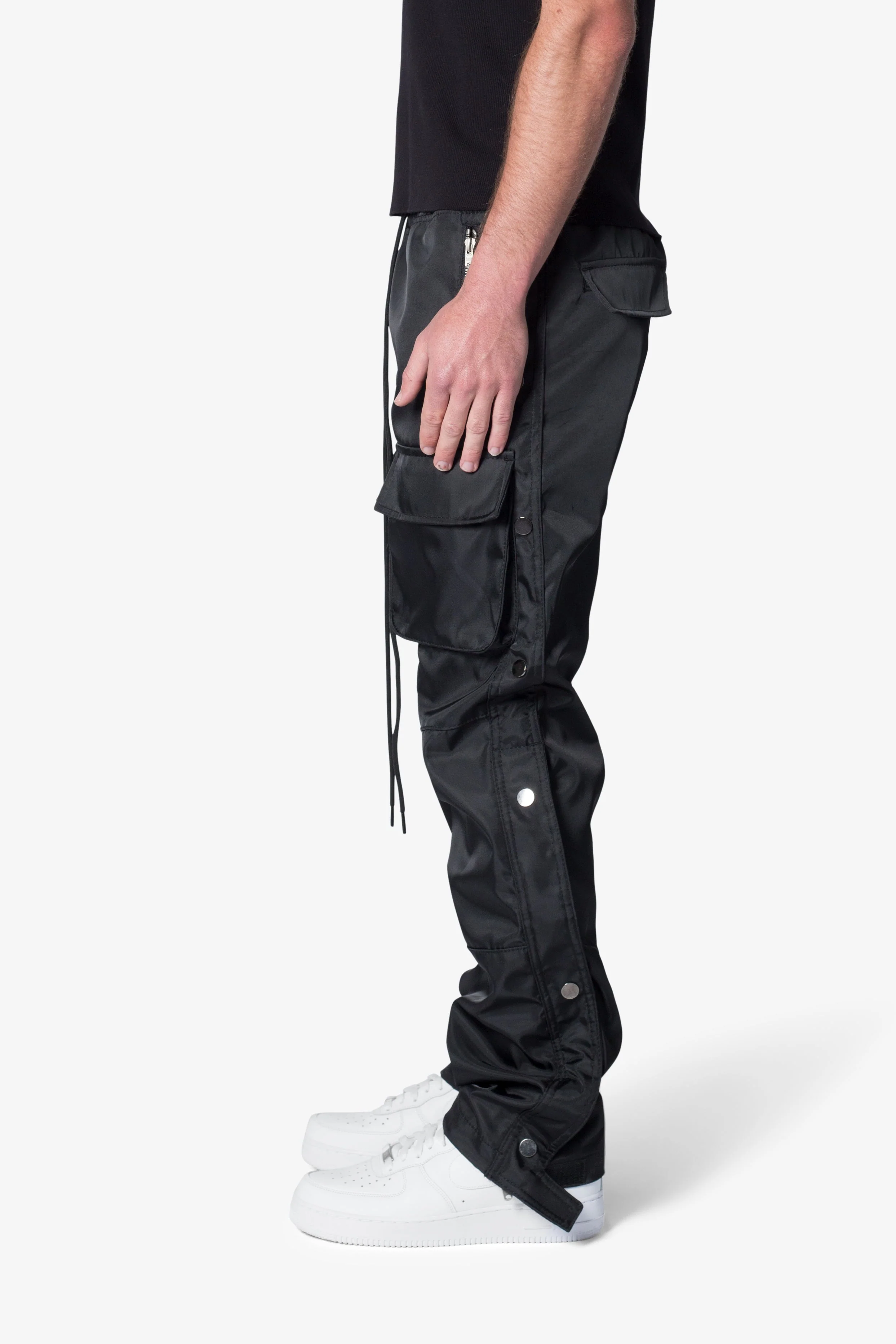 Snap Front Cargo Pants - Black - Image 5