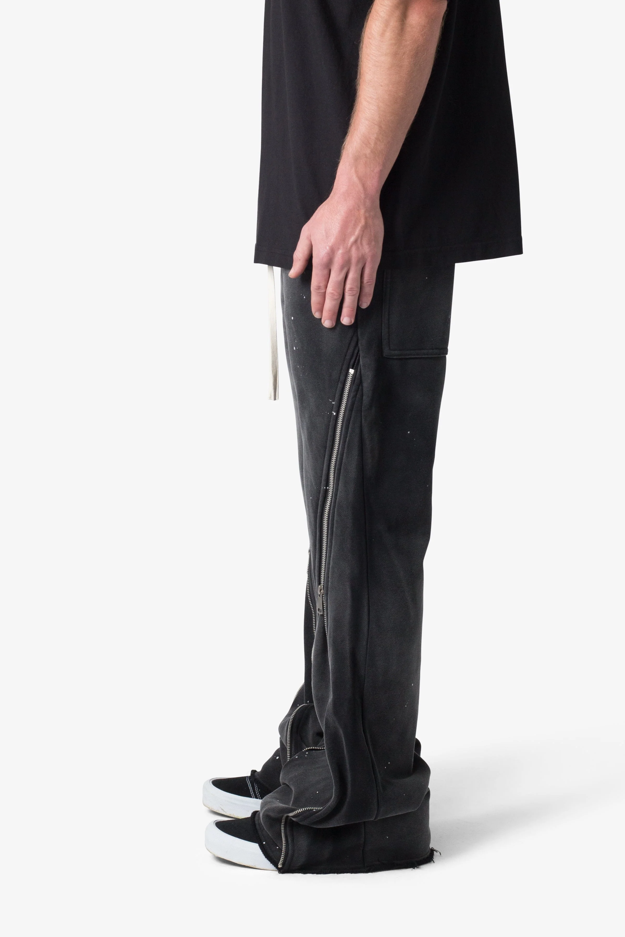 Zipper Flare Sweatpants - Vintage Black - Image 5