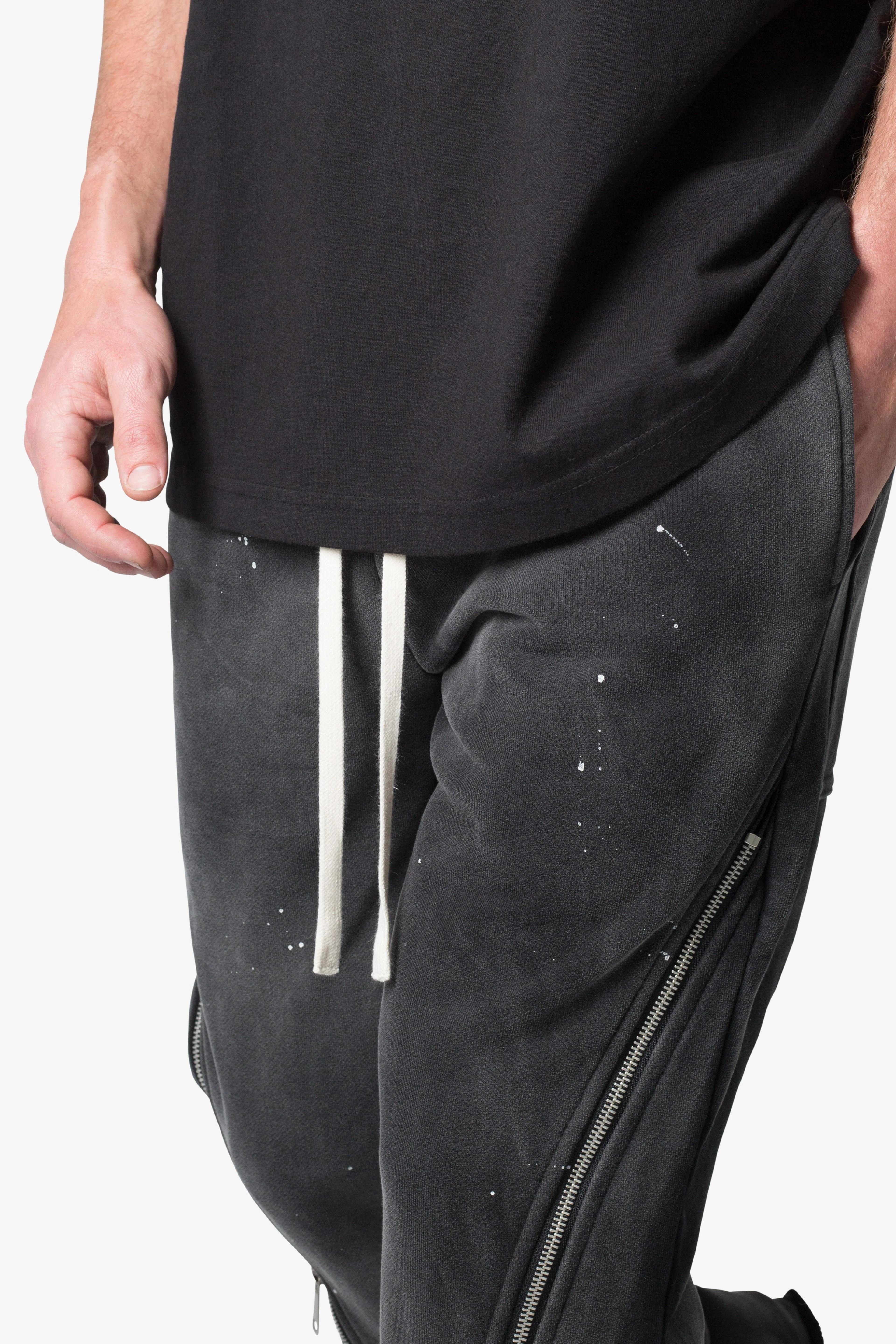 Zipper Flare Sweatpants - Vintage Black - Image 7