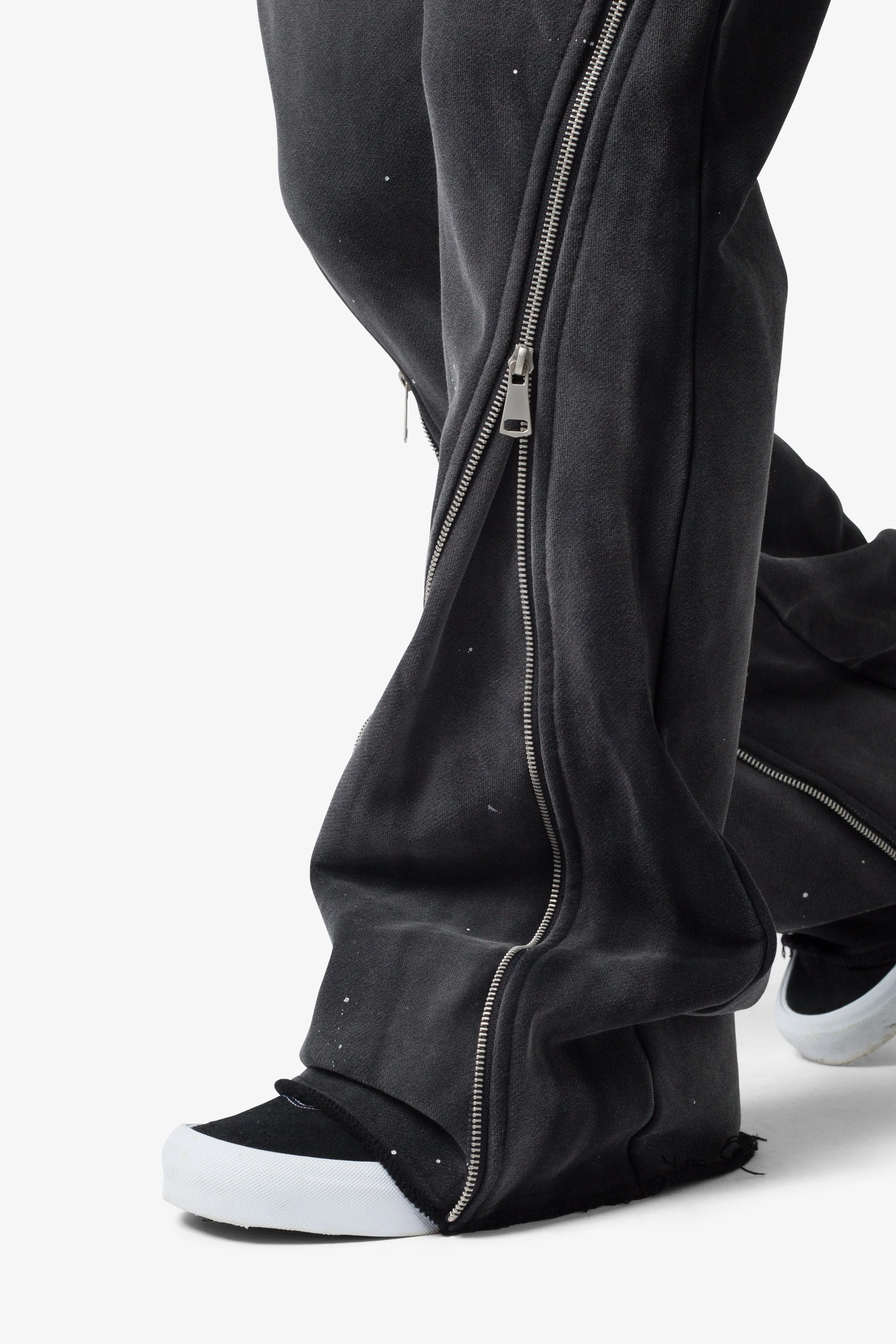 Zipper Flare Sweatpants - Vintage Black - Image 8