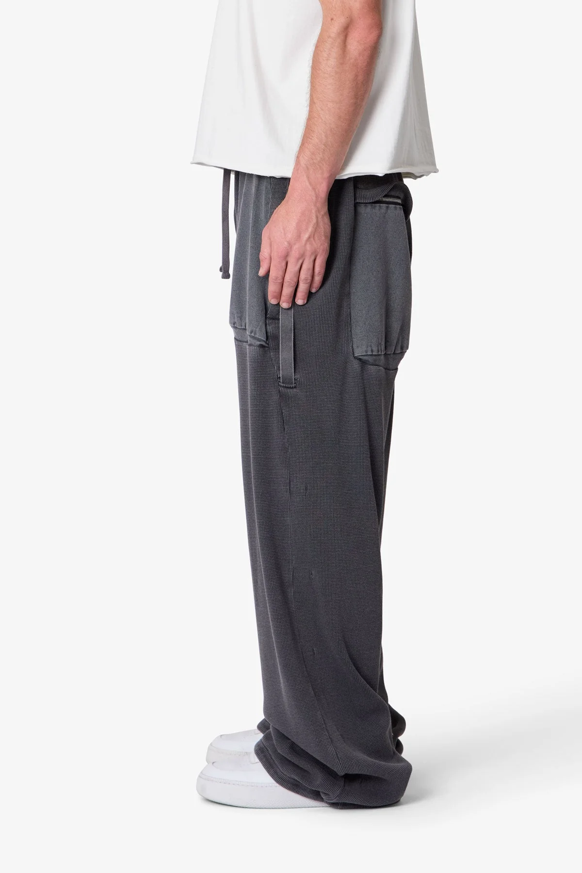 Thermal Cargo Sweatpants - Grey - Image 4