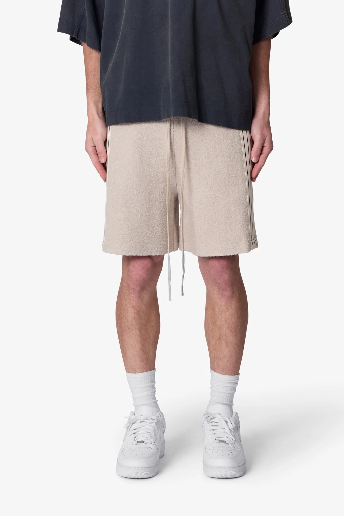 Tricot Striped Sweatshorts - Tan - Image 3