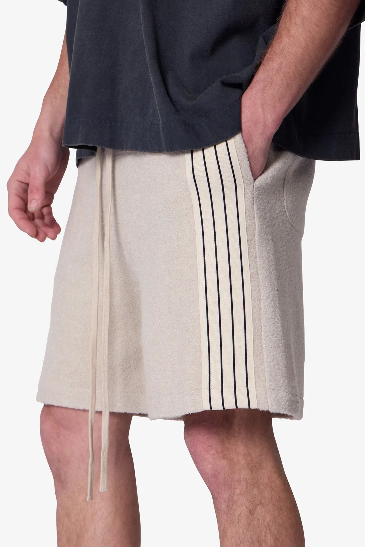 Tricot Striped Sweatshorts - Tan - Image 7