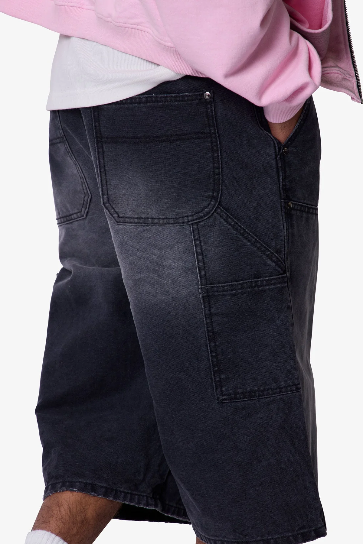 Ultra Baggy Carpenter Shorts - Washed Black - Image 8